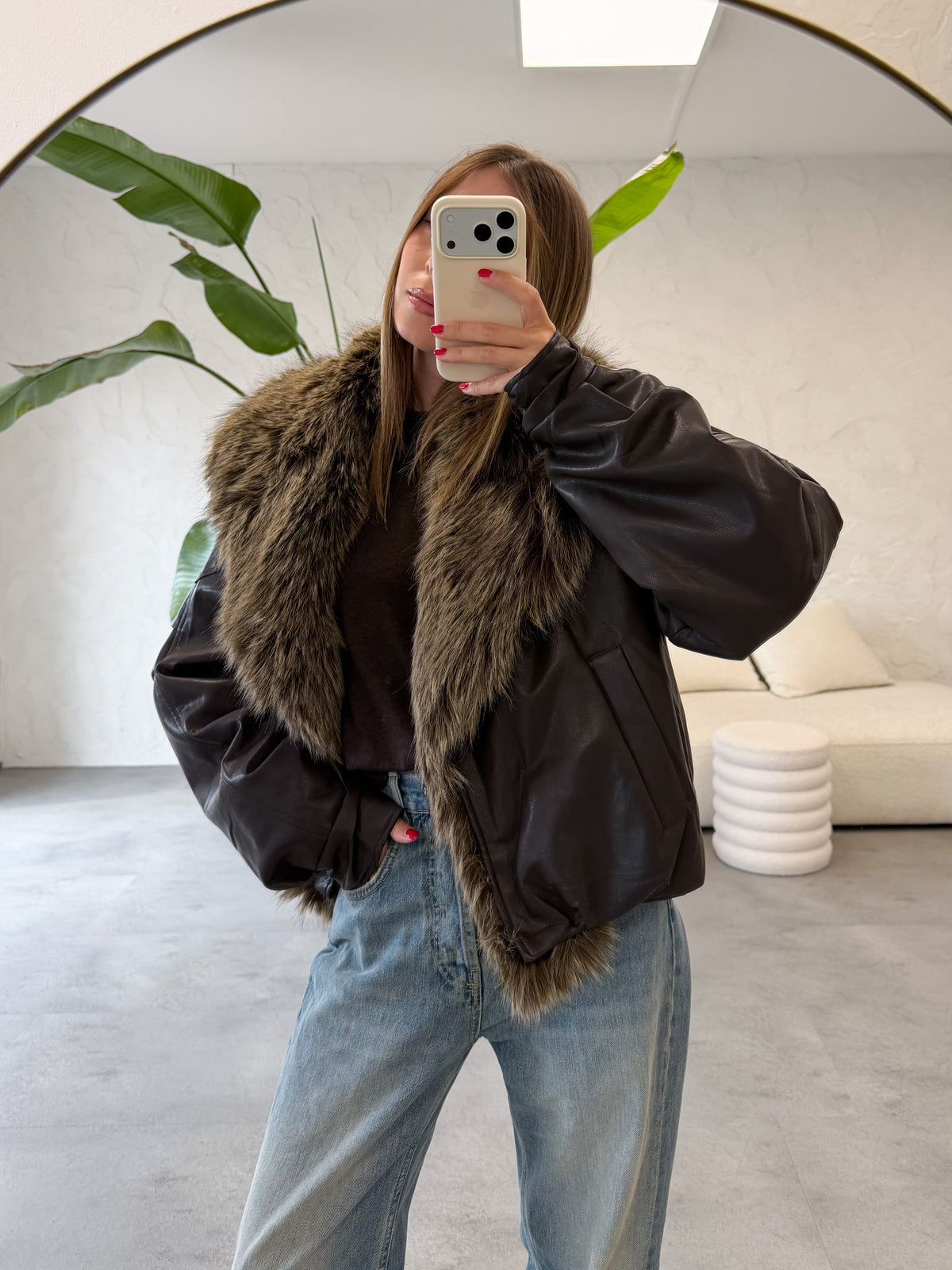 Bomber ecopelle pelo rimovibile