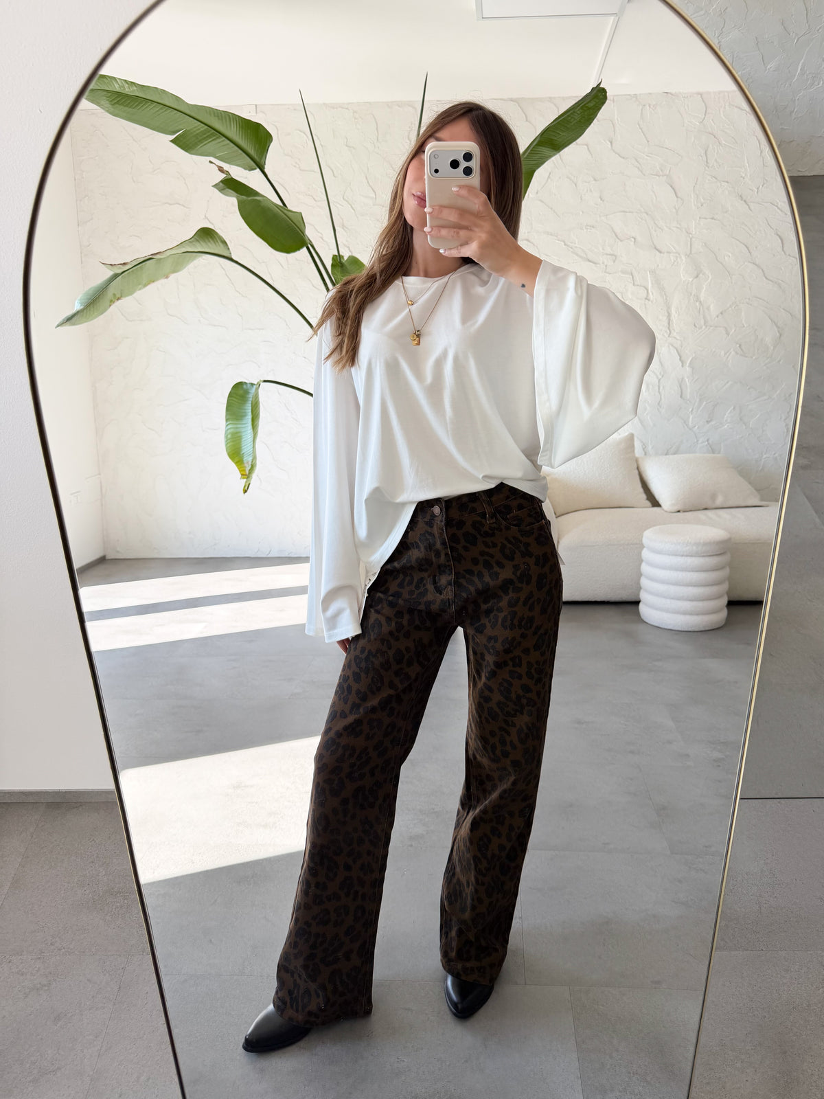 Jeans leopard wide leg