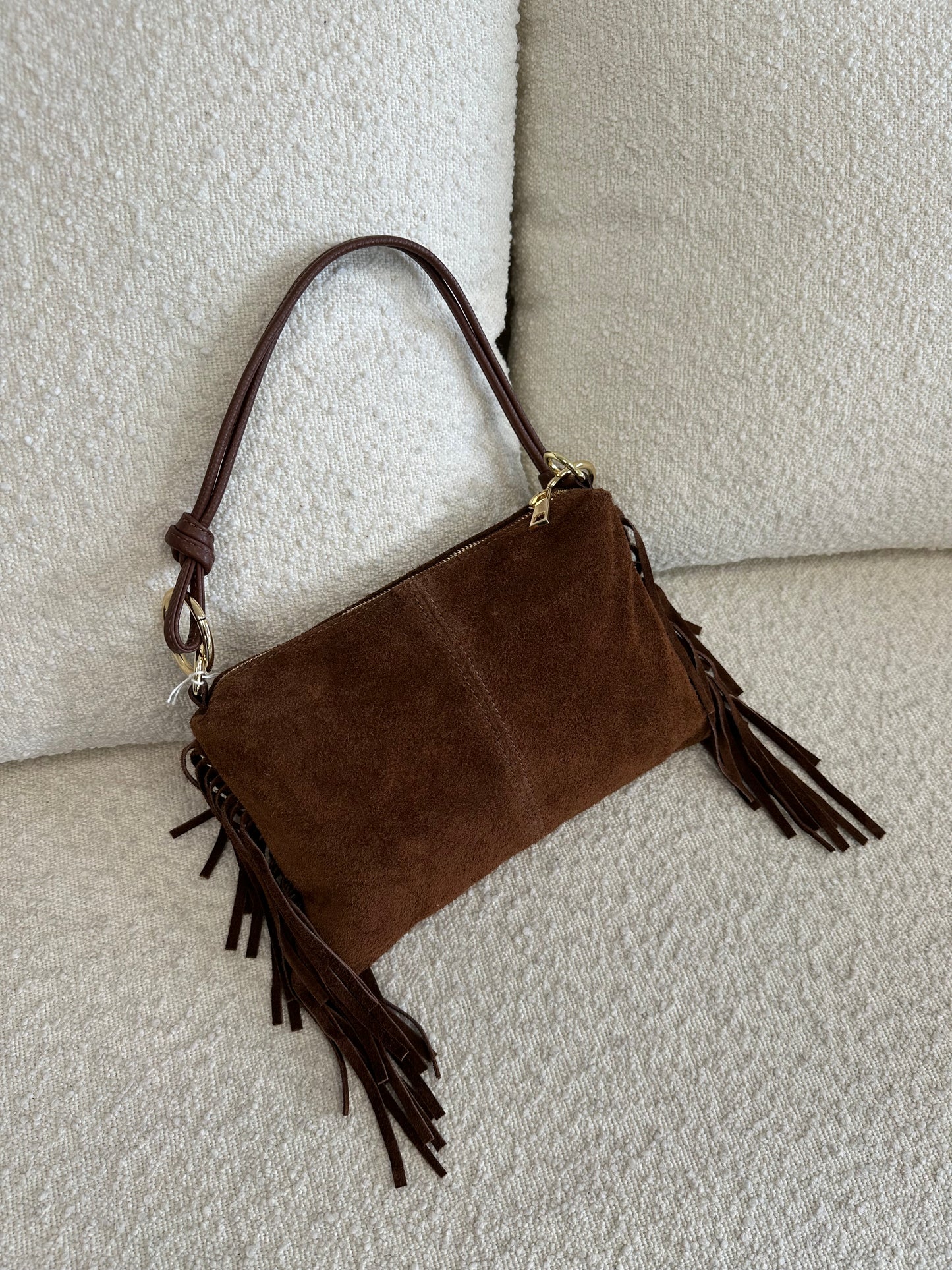 Borsa suede frange anelli
