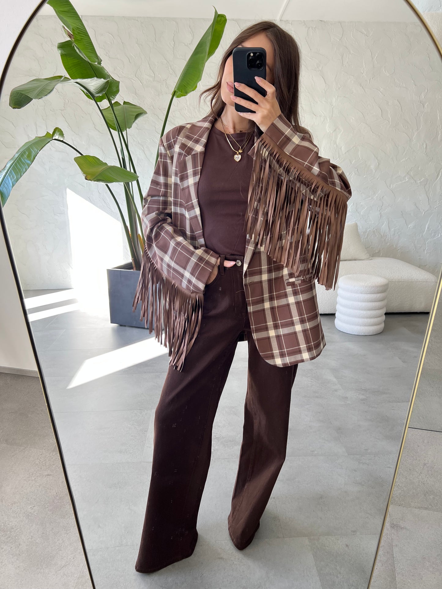 Giacca quadri frange