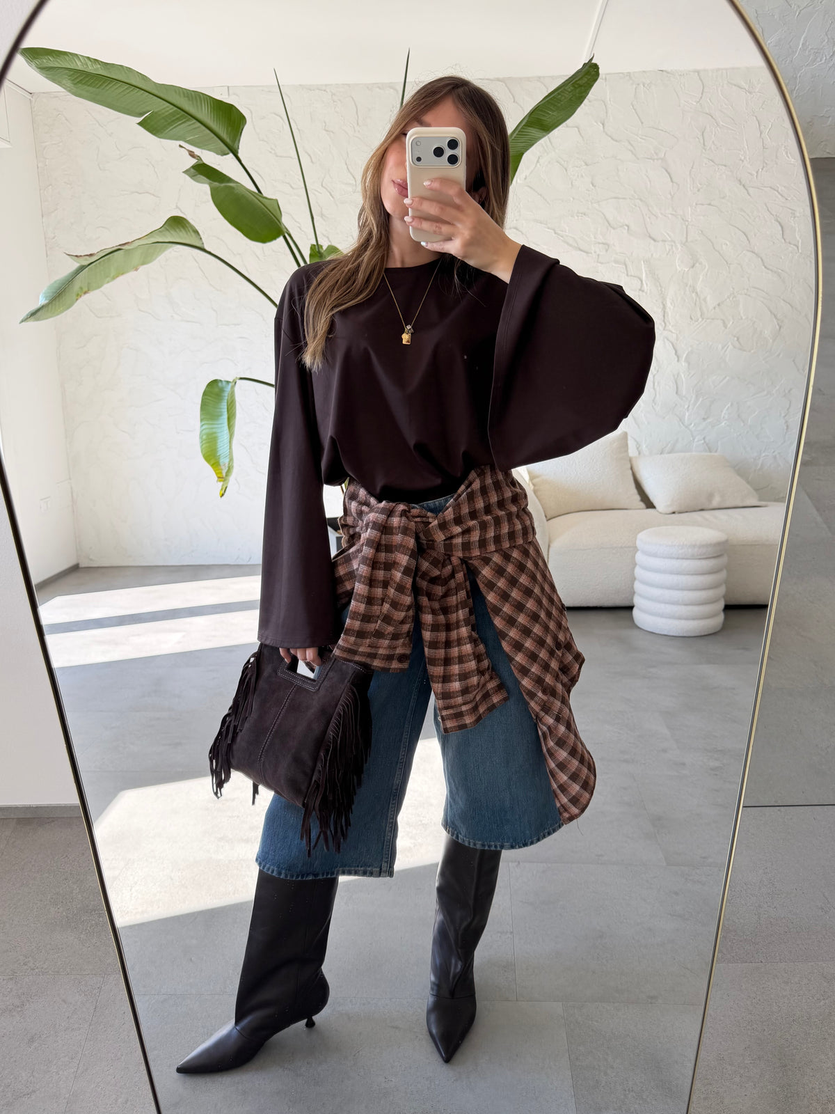 Camicia check con patches