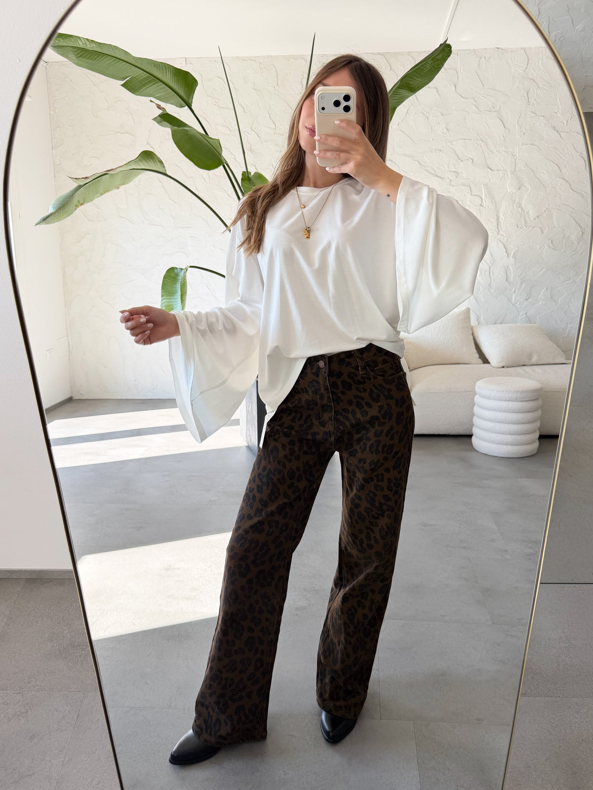 Jeans leopard wide leg