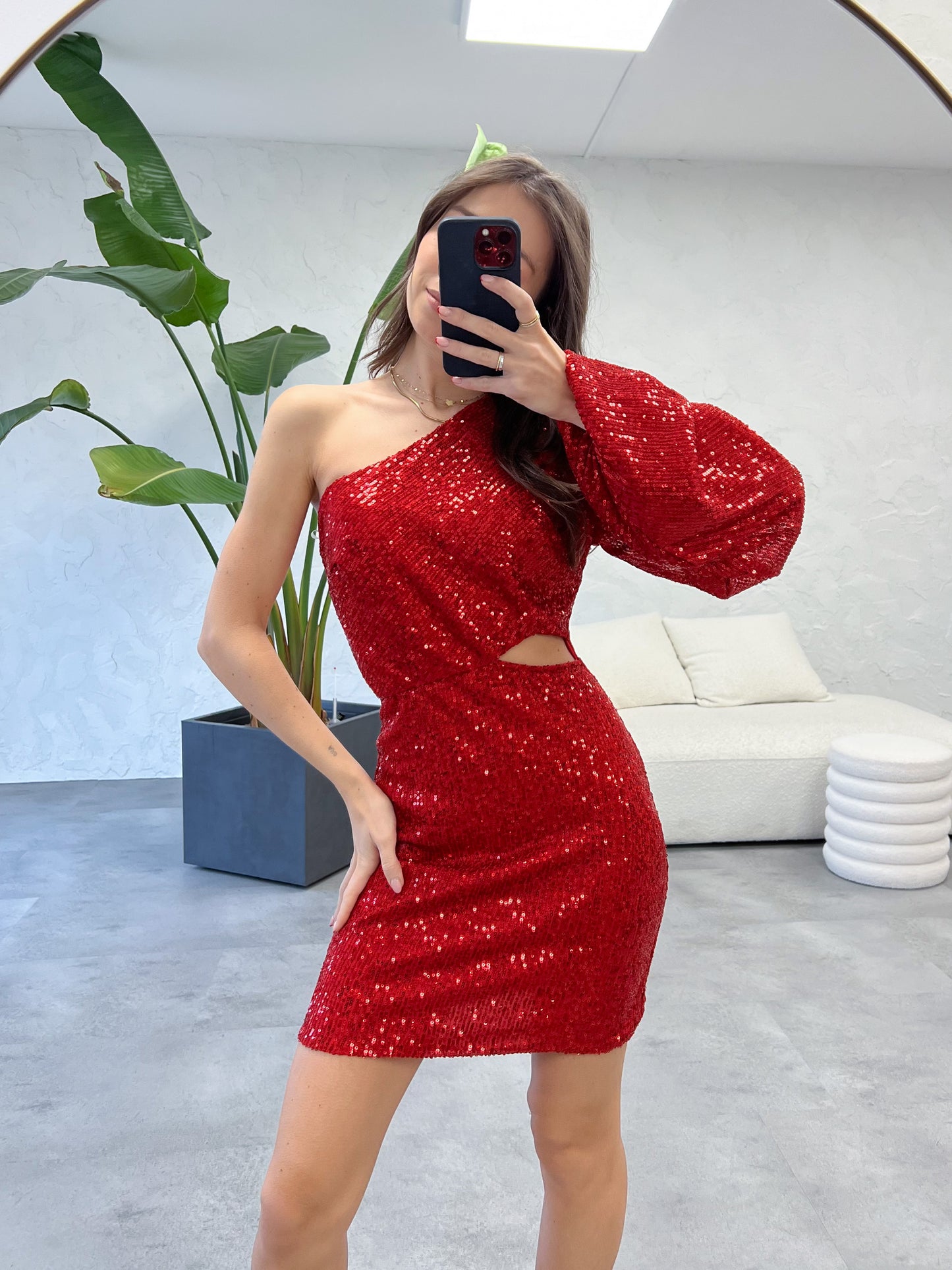 Abito paillettes monospalla