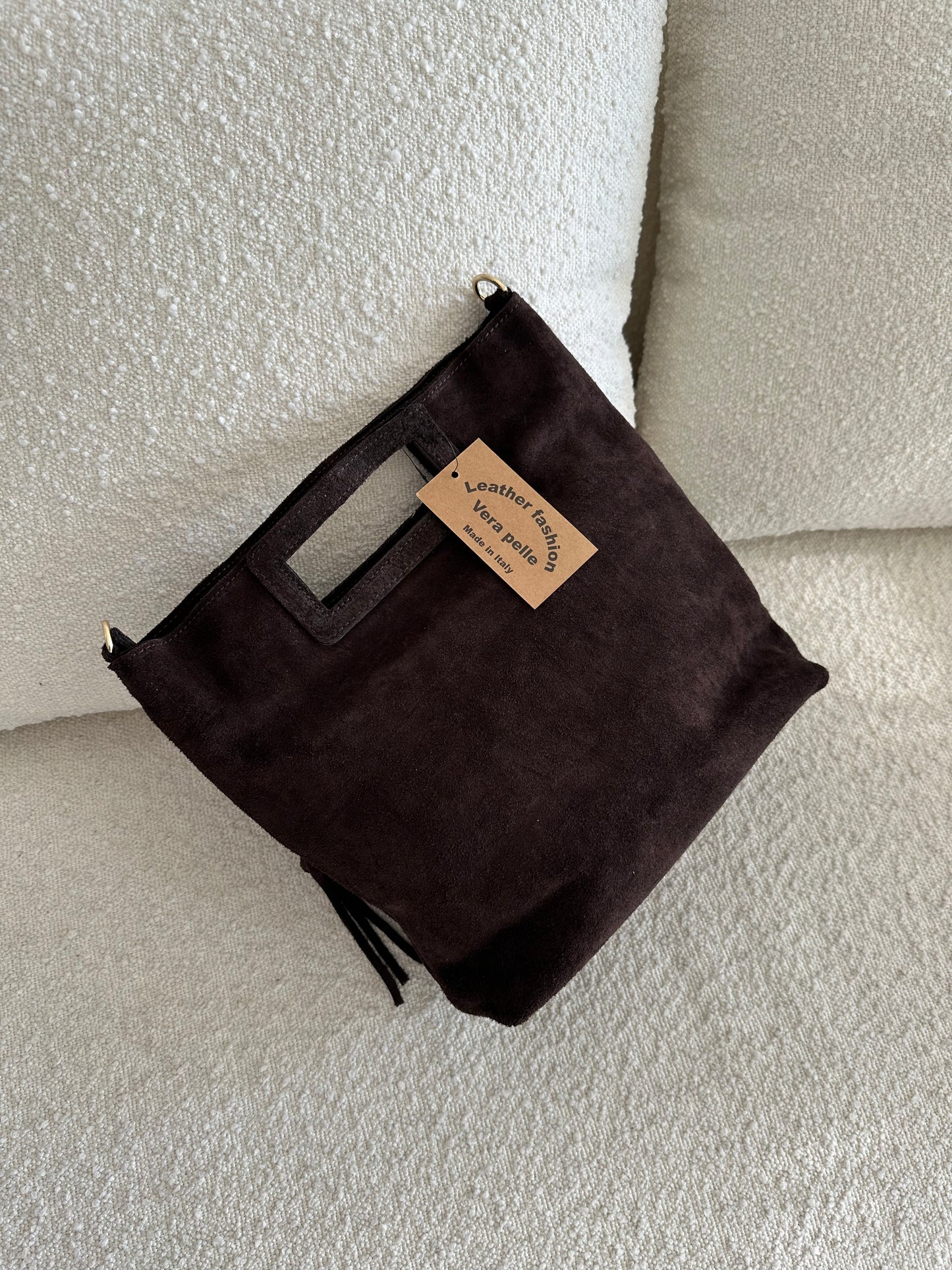Borsa suede borchie e frange