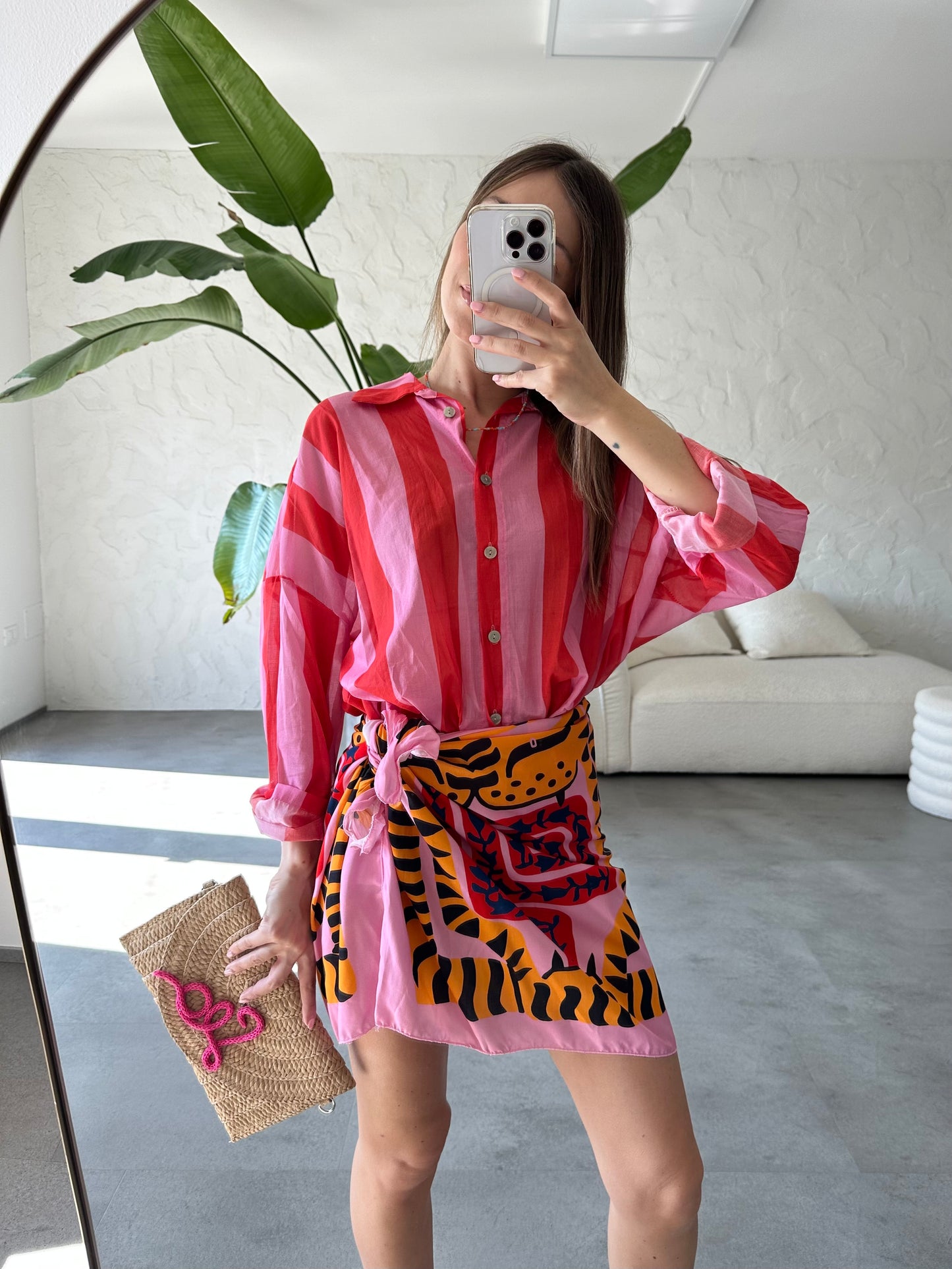 Gonna pareo rosa tigre