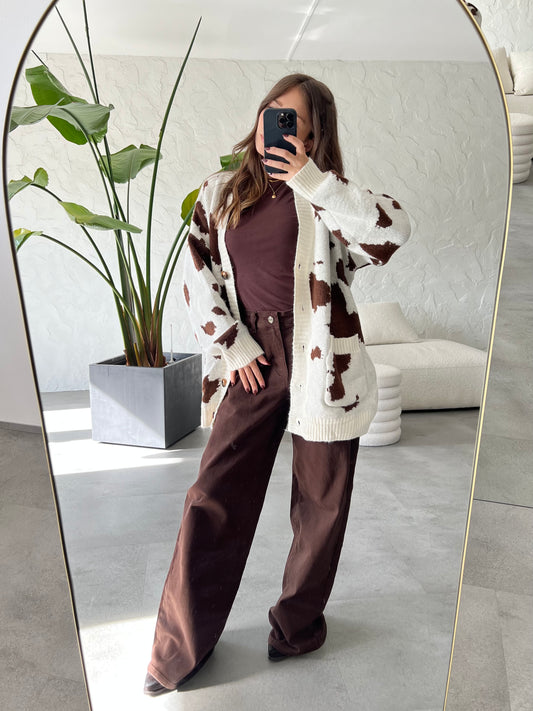 Cardigan stampa mucca