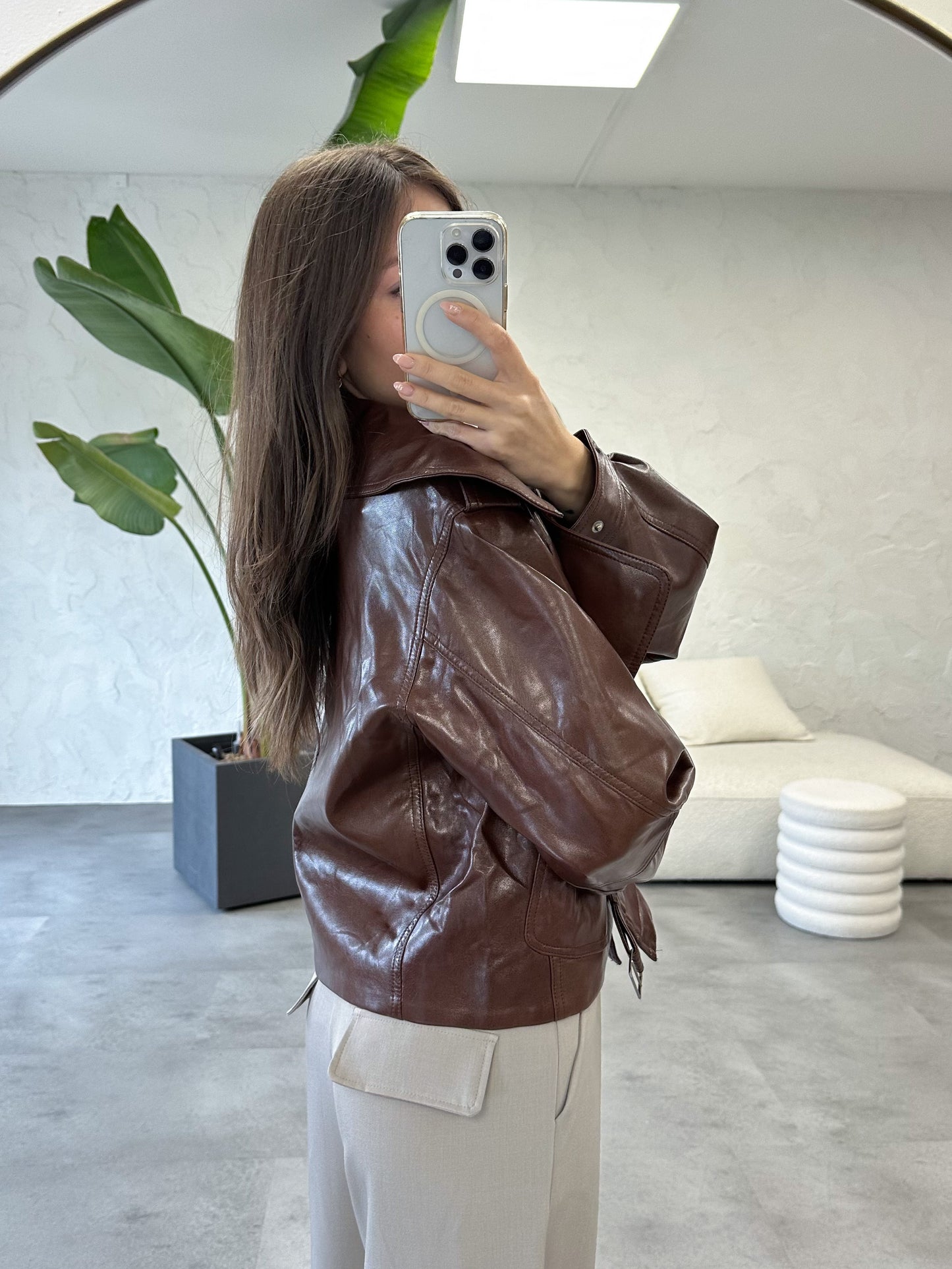 Giacca oversize effetto pelle