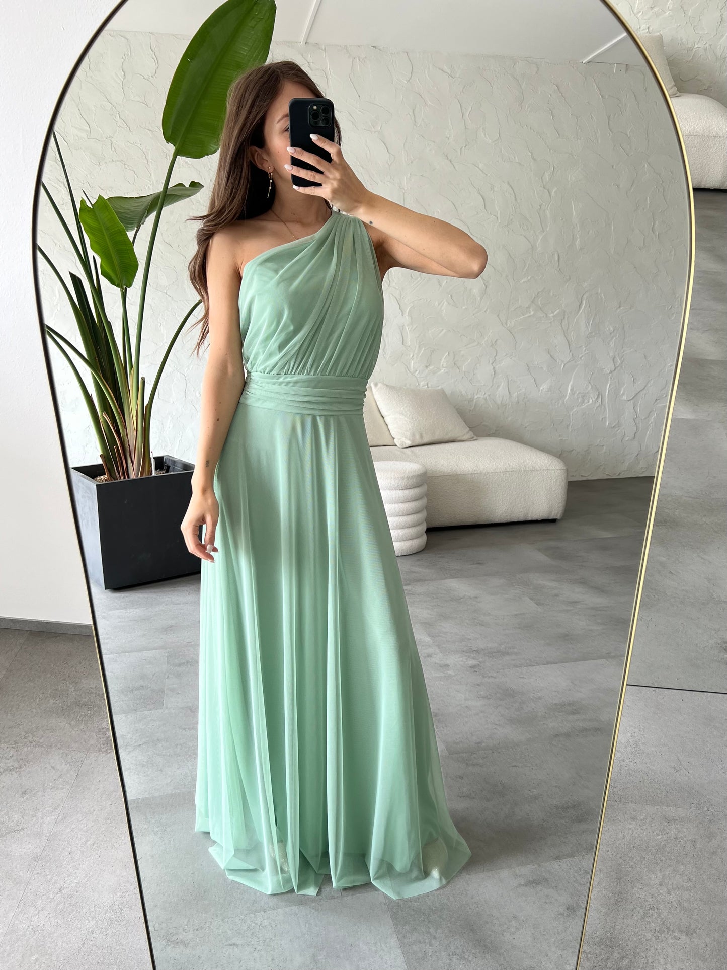 Abito monospalla tulle