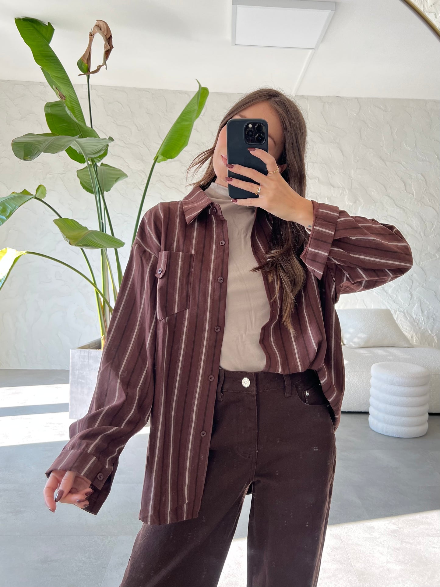 Camicia brown righe