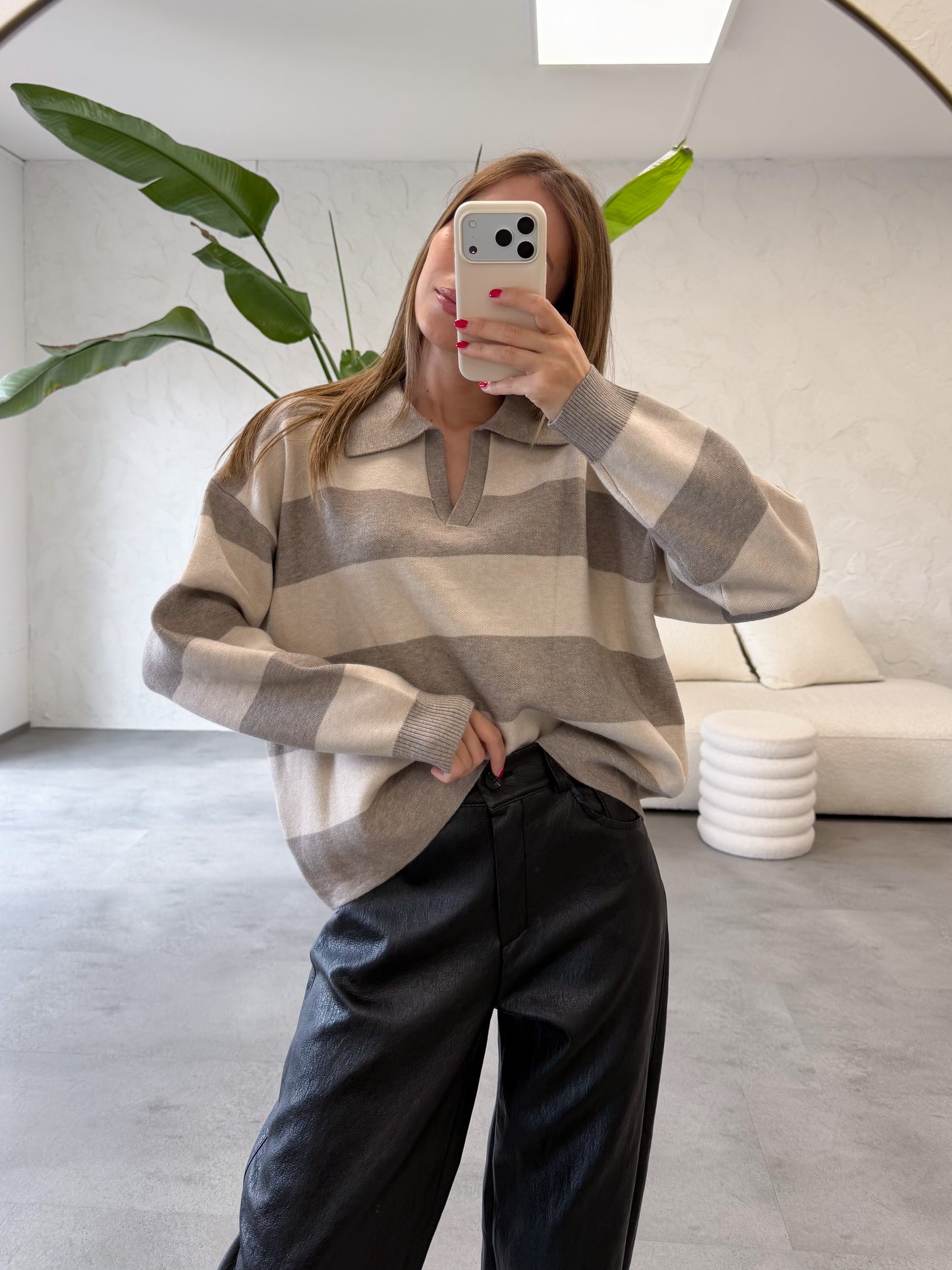 Maglia polo righe maxi