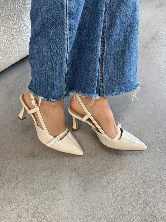 Décolleté slingback naplak cinturini burro