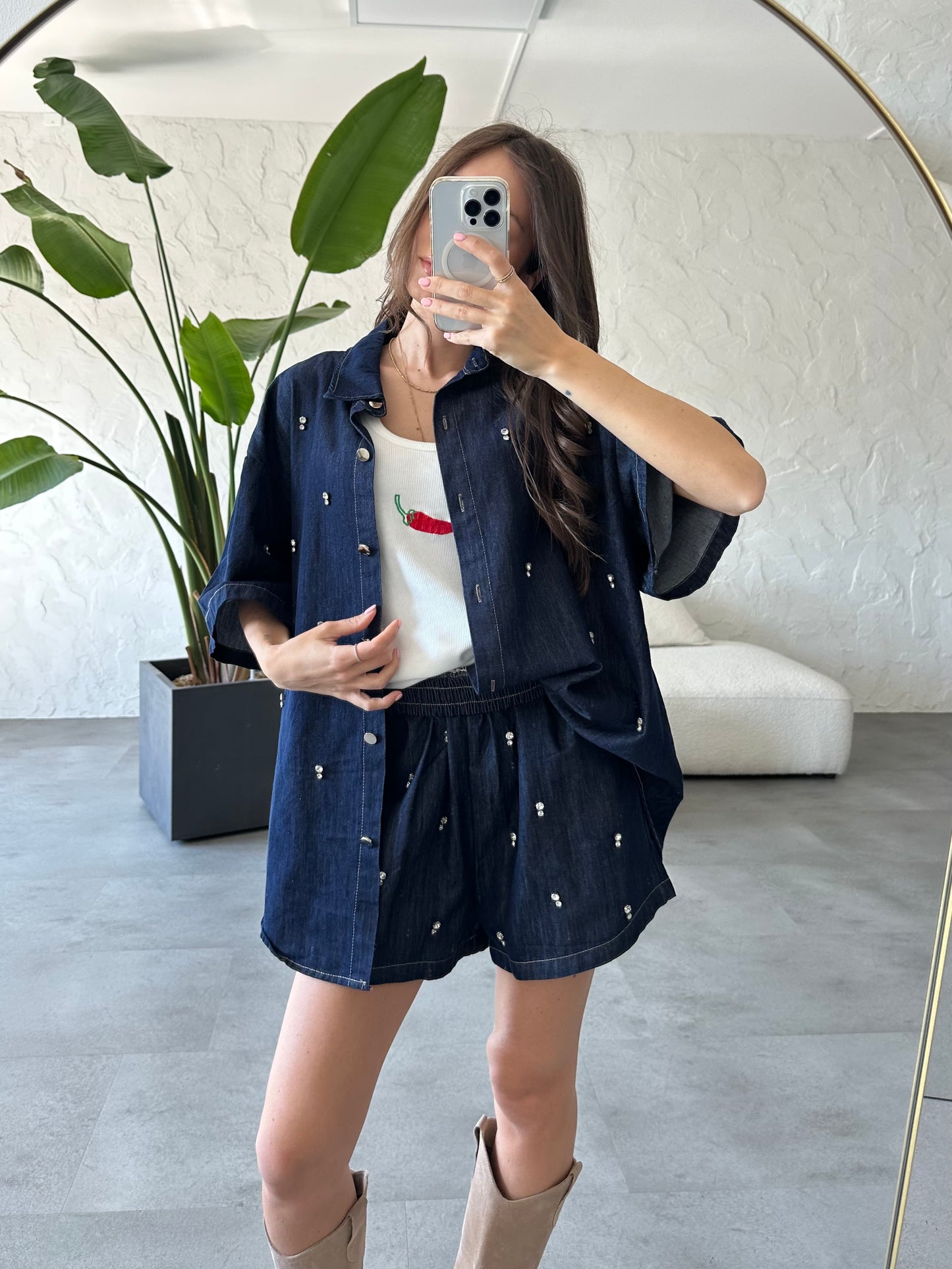 Completo denim brillanti