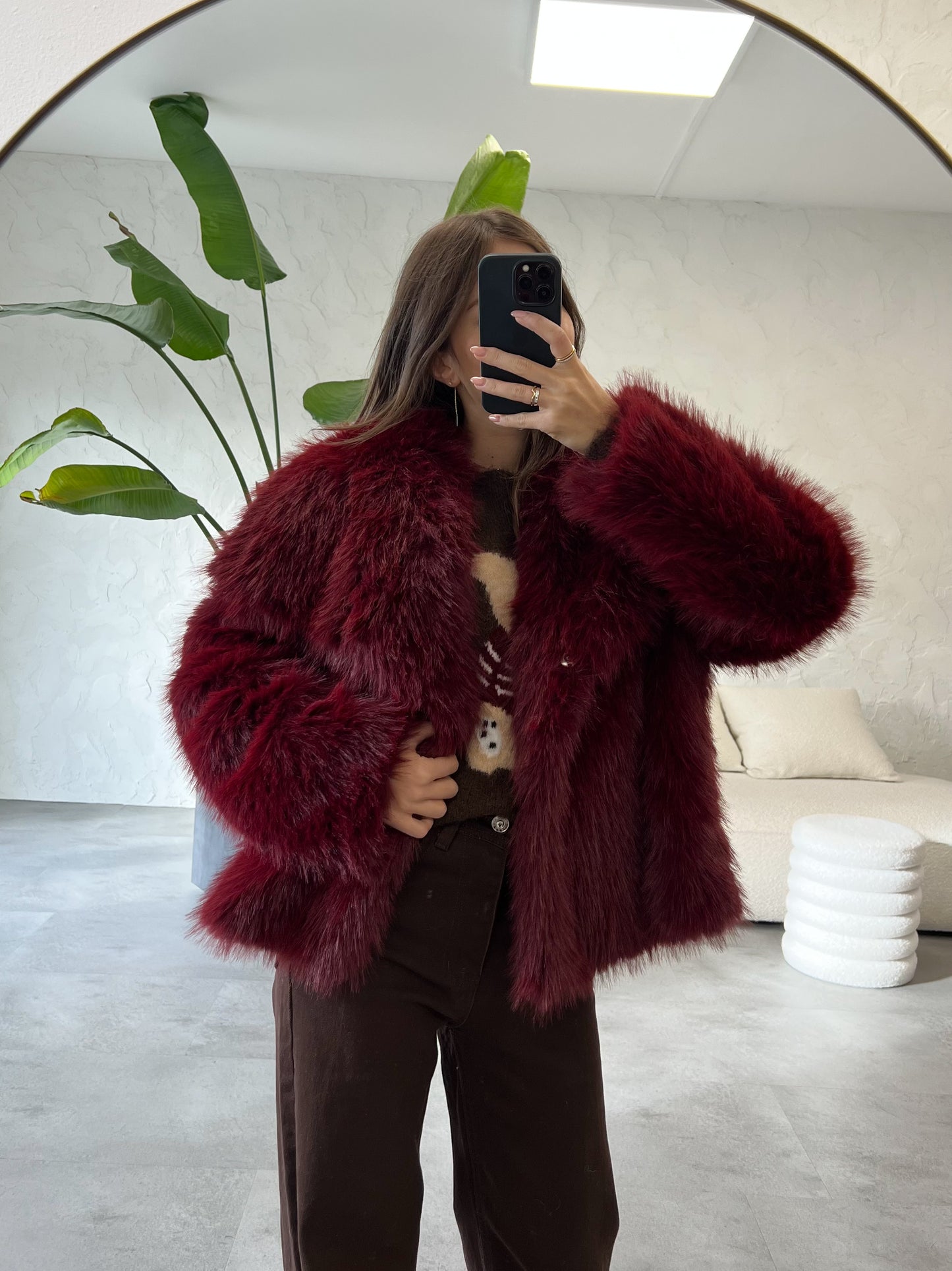 Eco pelliccia borgogna