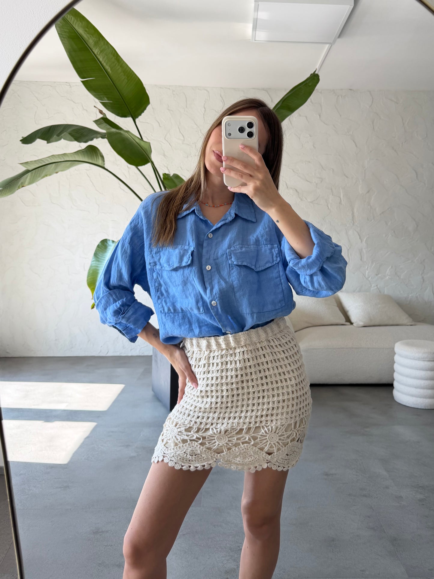 Camicia lino tasche