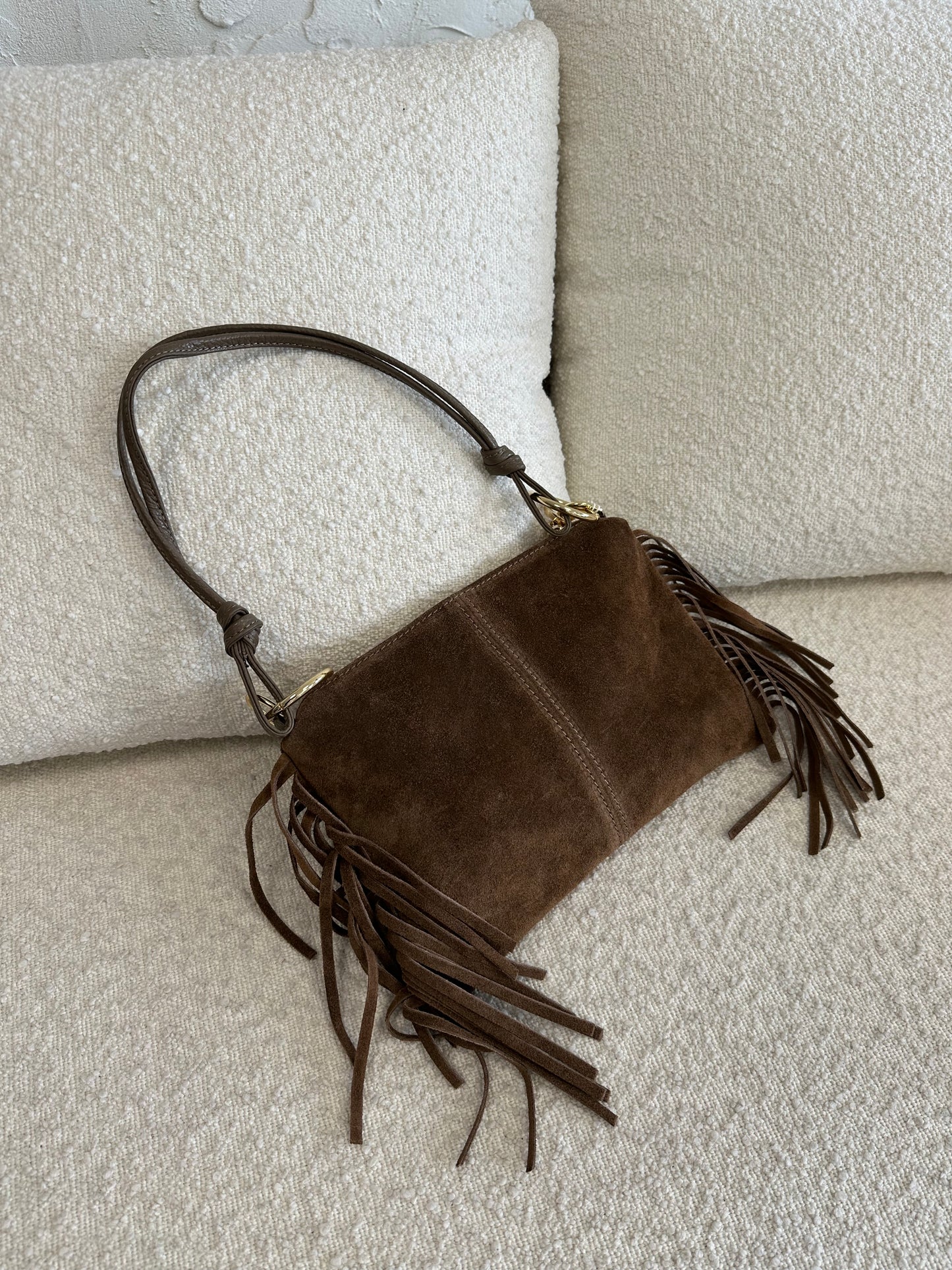 Borsa suede frange anelli