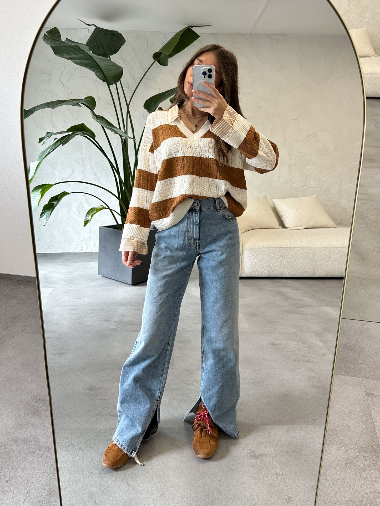 Maglione traforato inserti camicia Vicolo