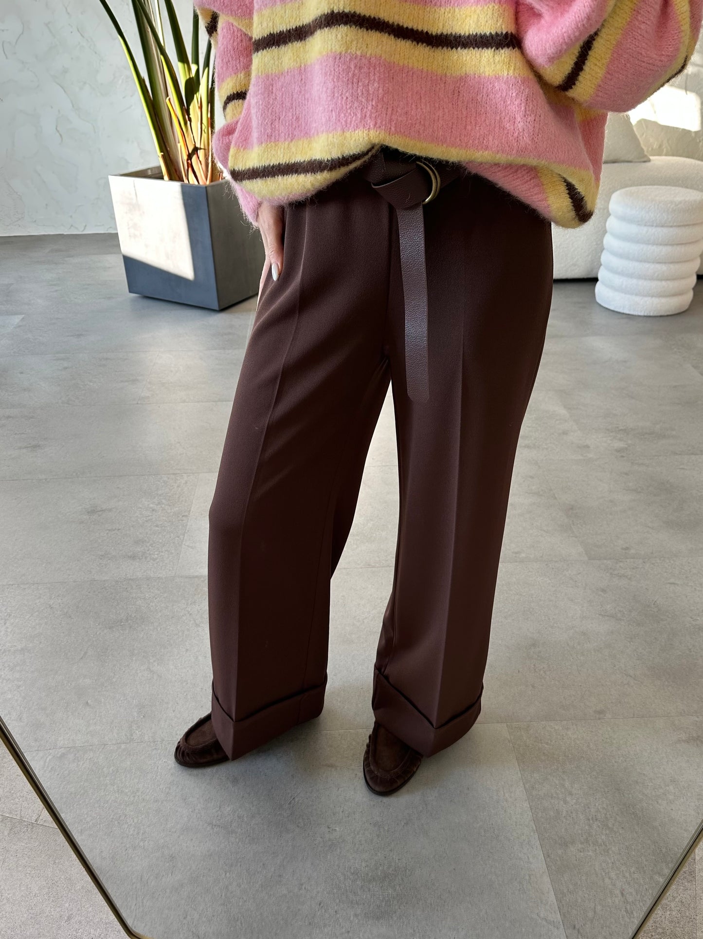 Pantalone palazzo risvolto