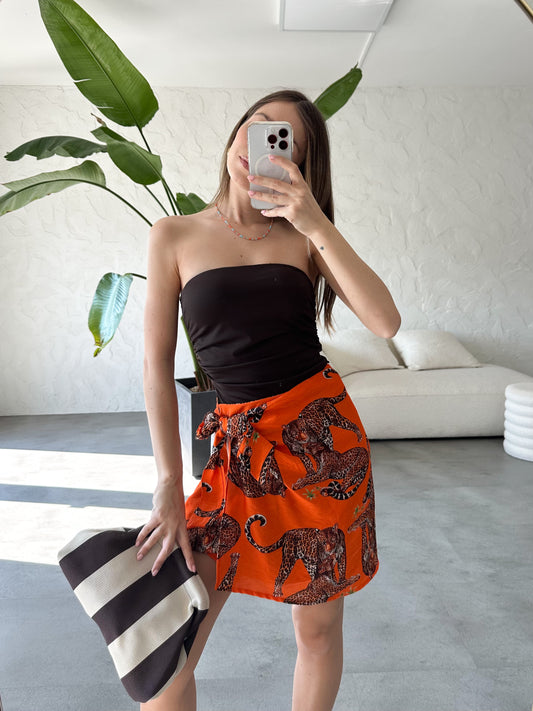 Gonna pareo leopard arancione