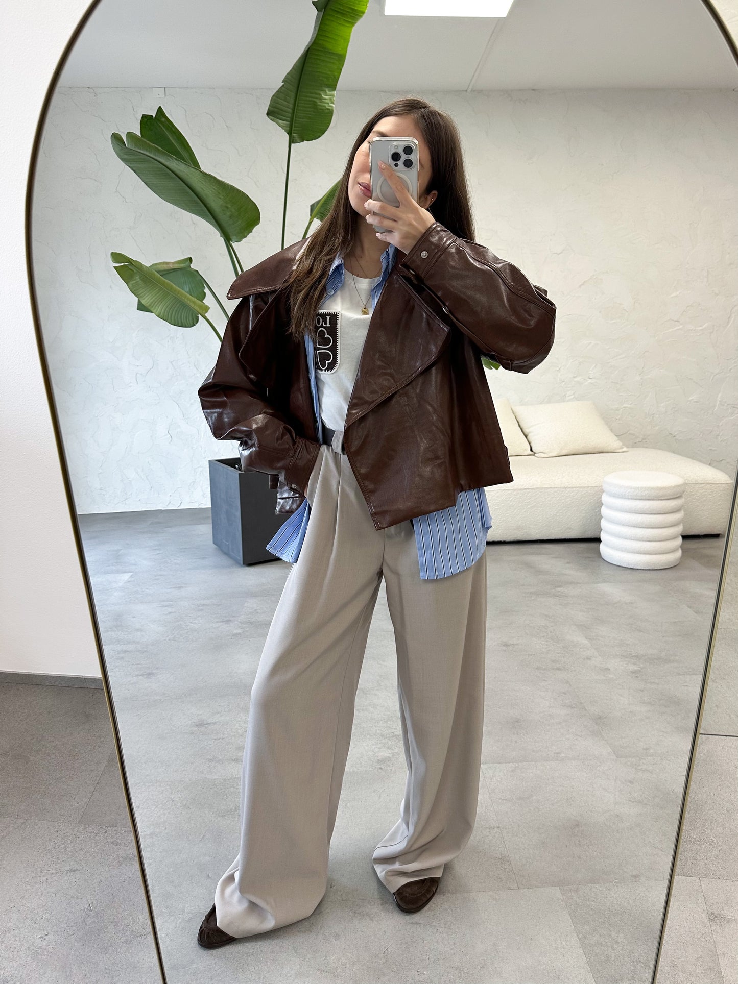 Giacca oversize effetto pelle