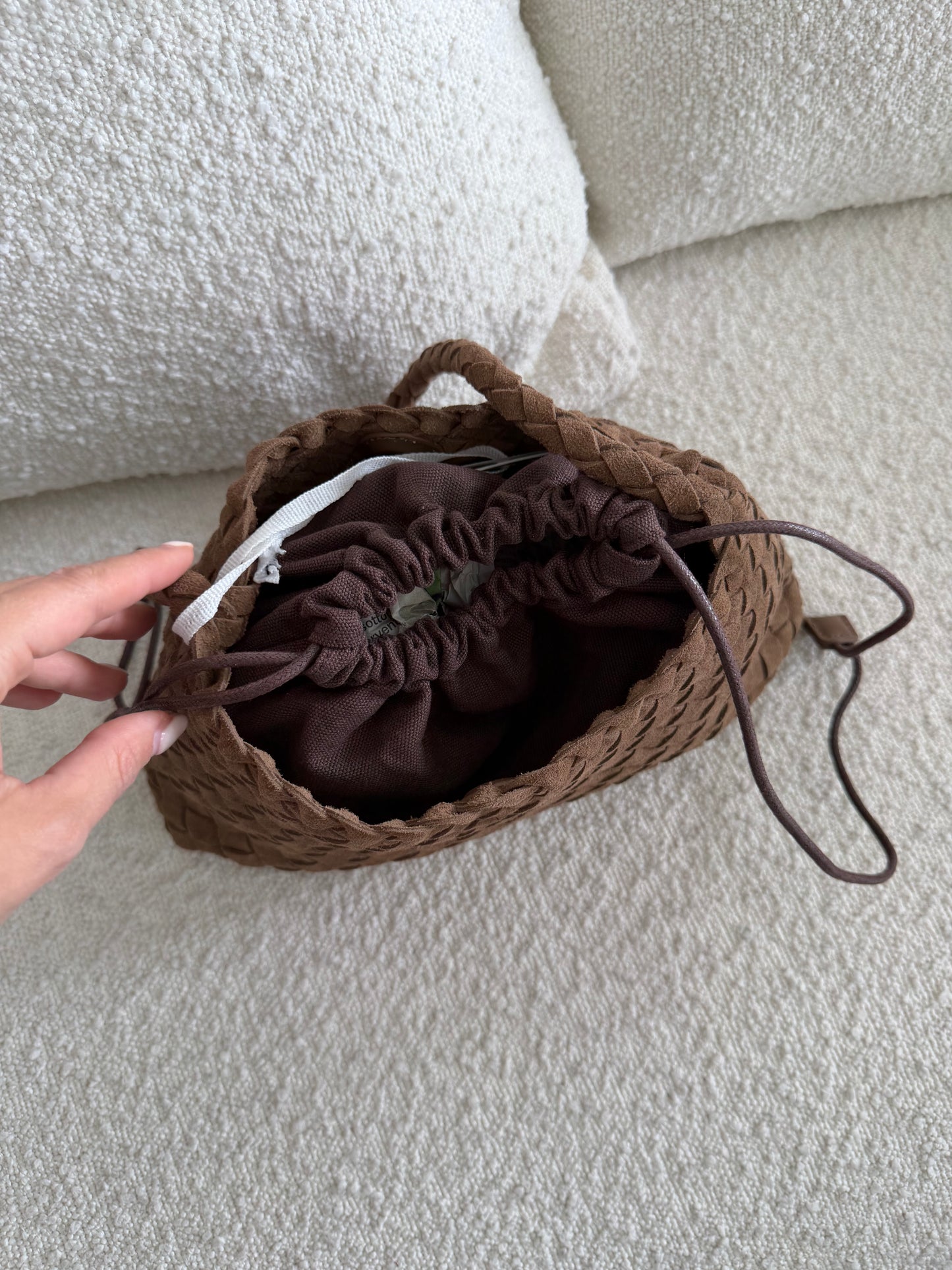 Borsa intreccio camoscio piccola
