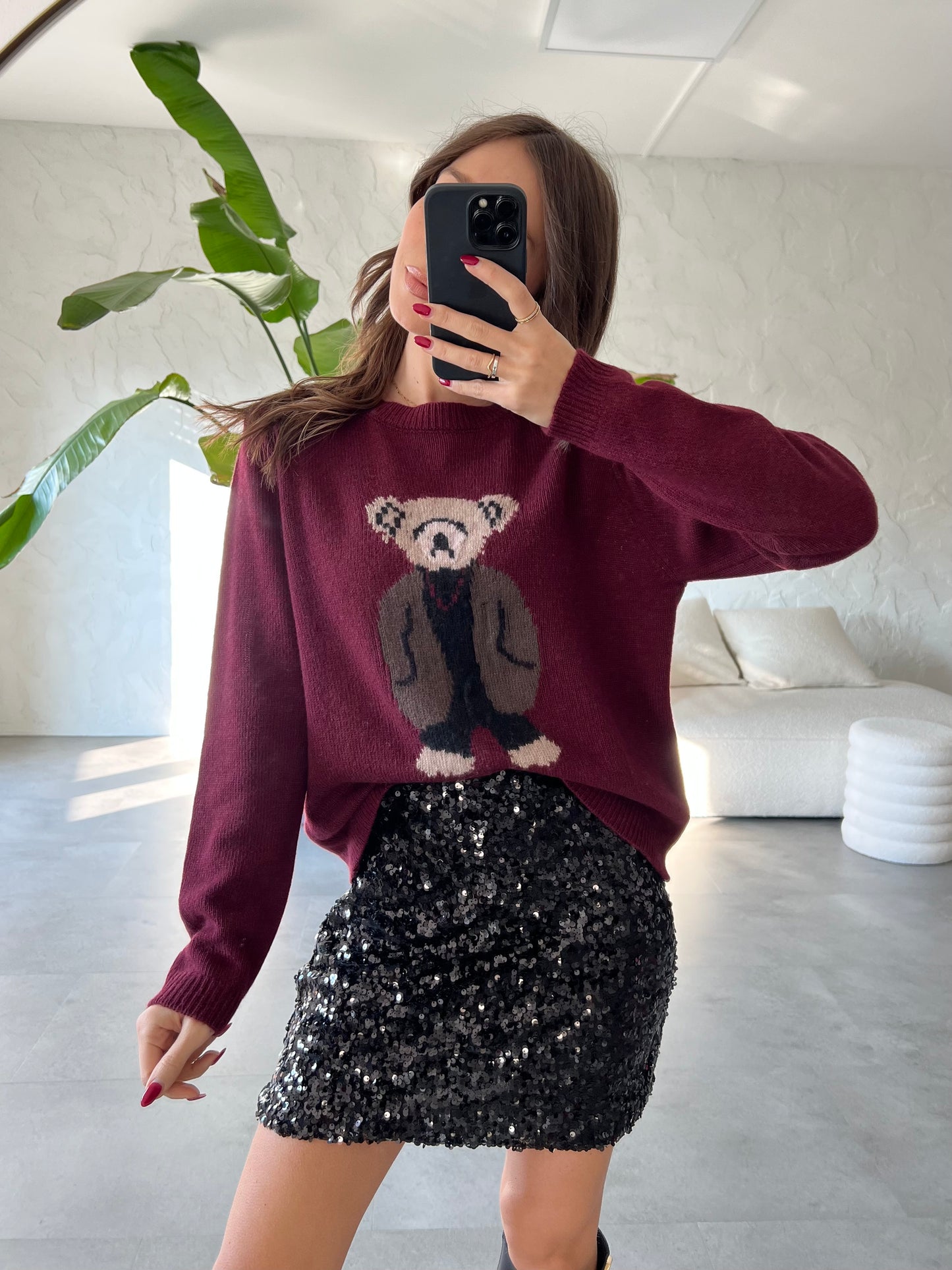 Maglione orsetto misto lana