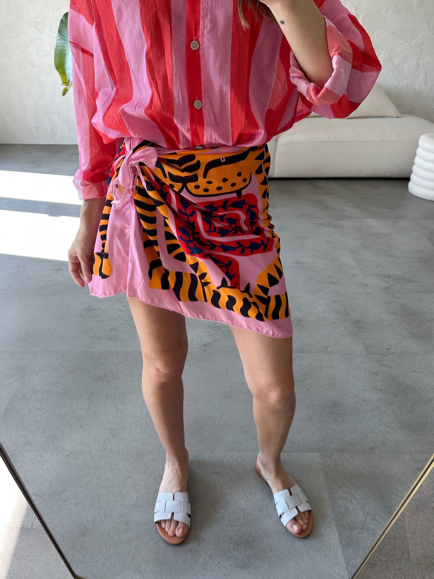 Gonna pareo rosa tigre