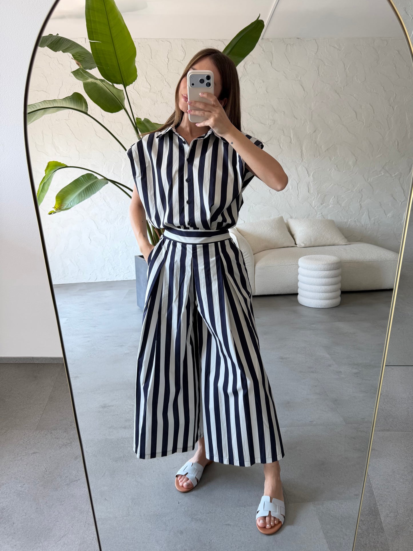 Pantalone righe cotone