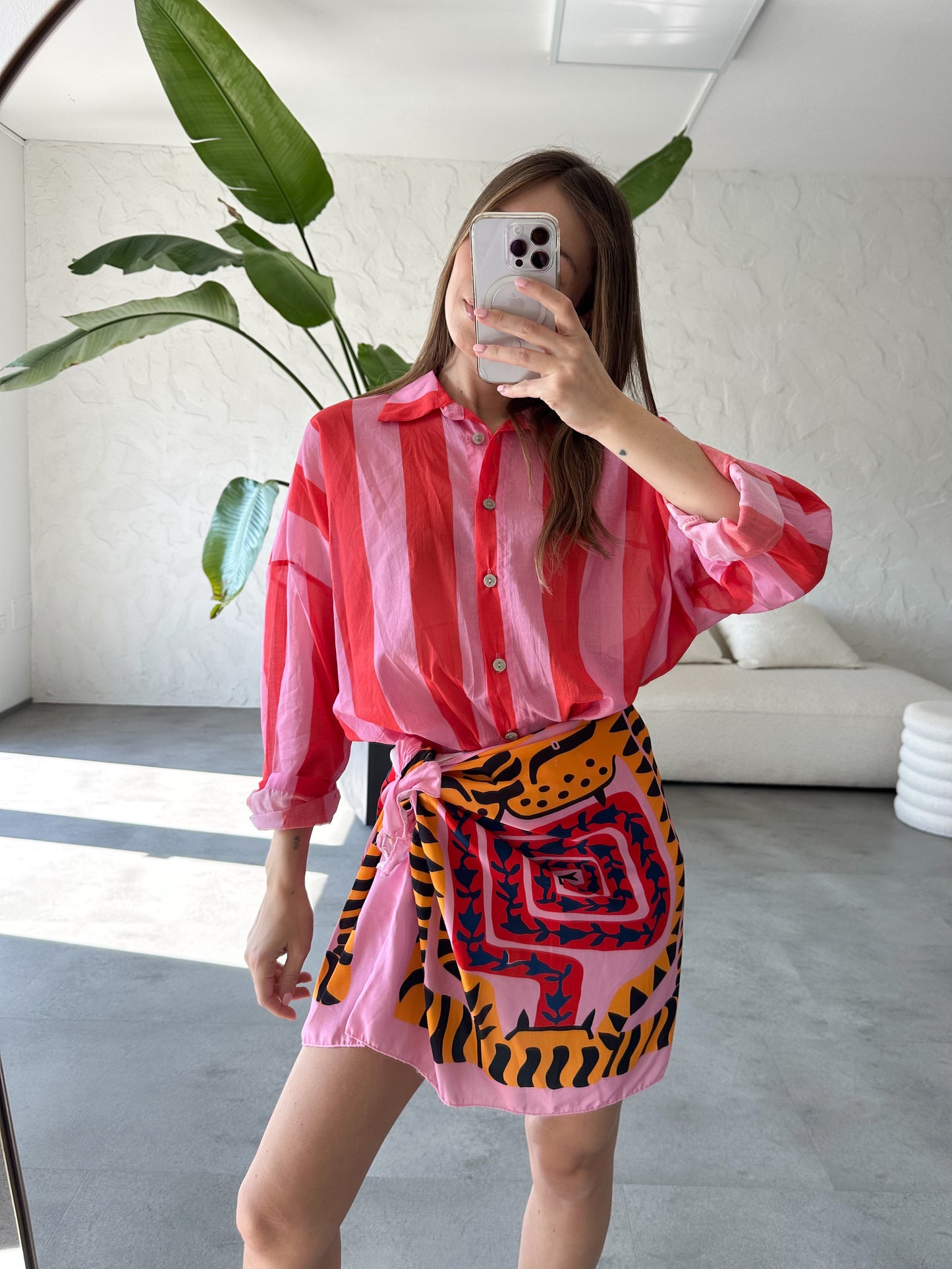Gonna pareo rosa tigre
