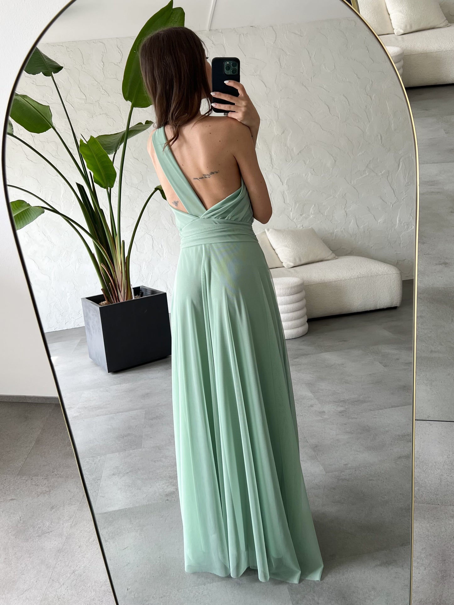 Abito monospalla tulle