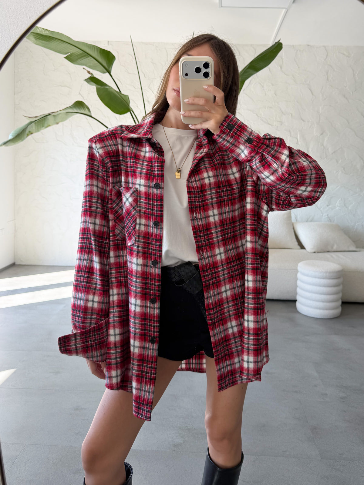 Camicia check spalline
