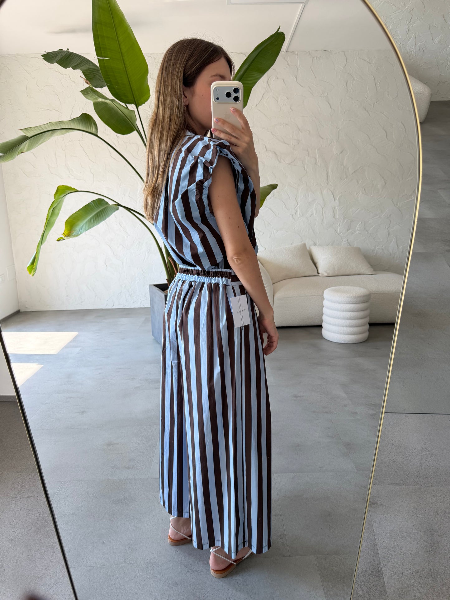 Pantalone righe cotone