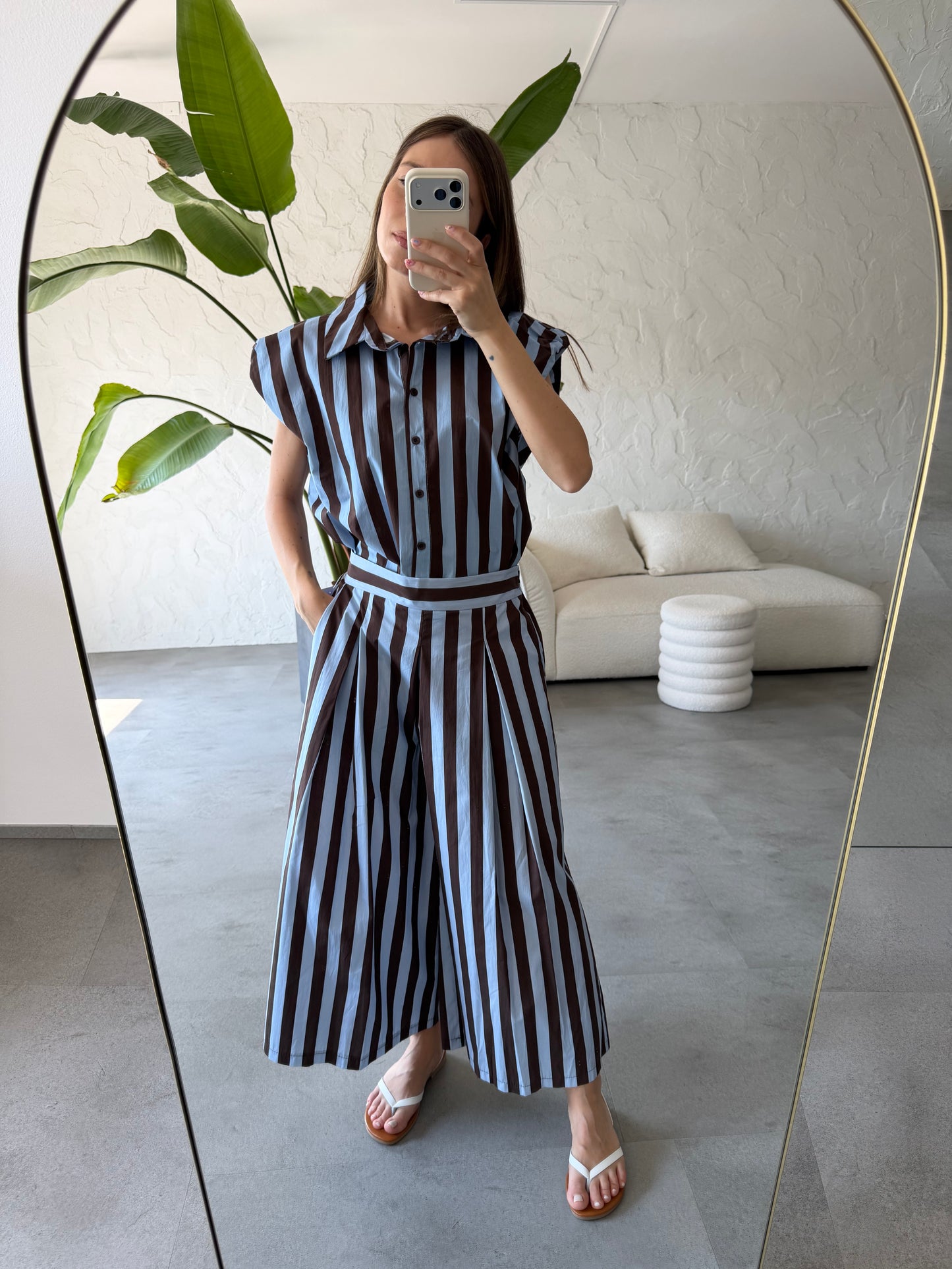 Pantalone righe cotone