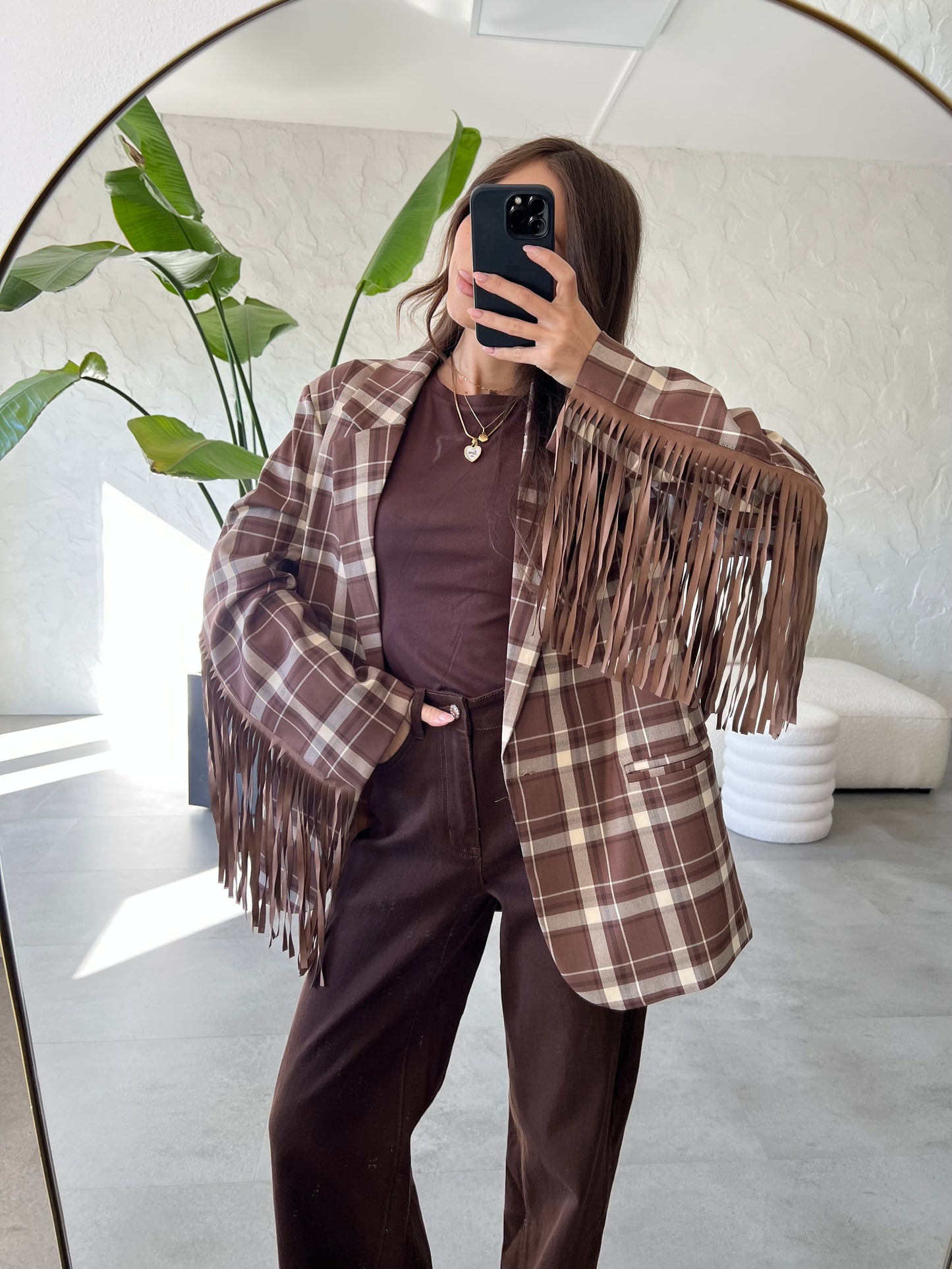 Giacca quadri frange