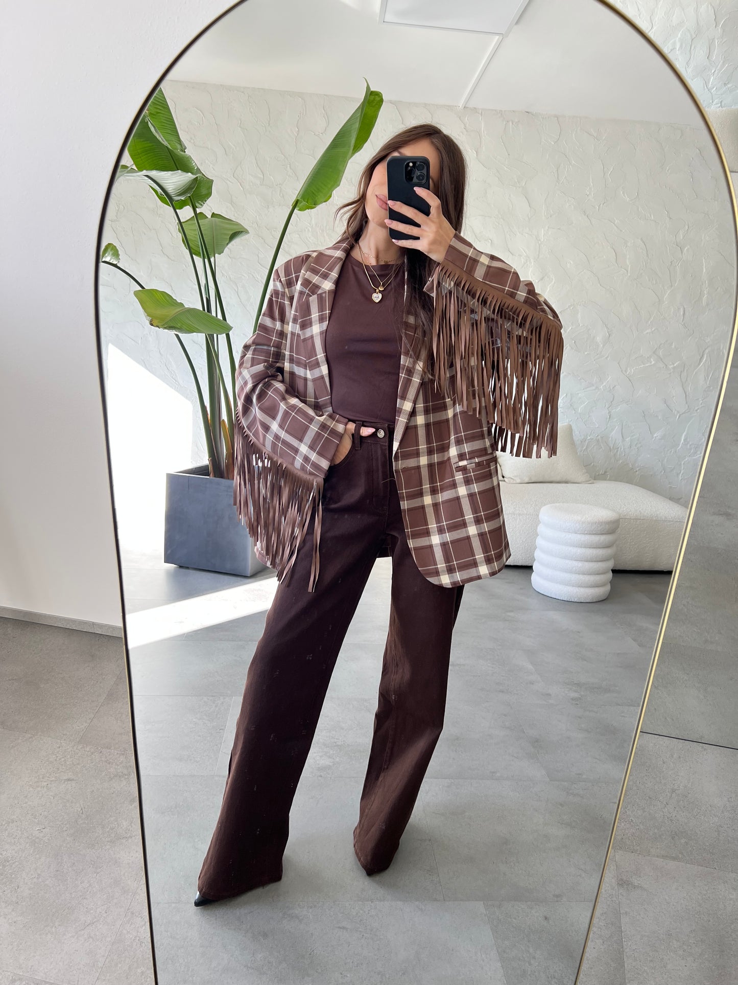 Giacca quadri frange