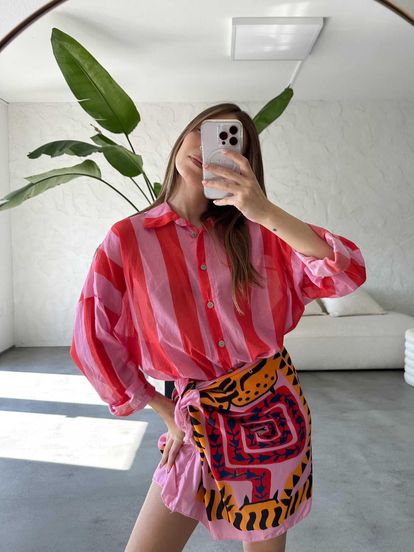 Gonna pareo rosa tigre