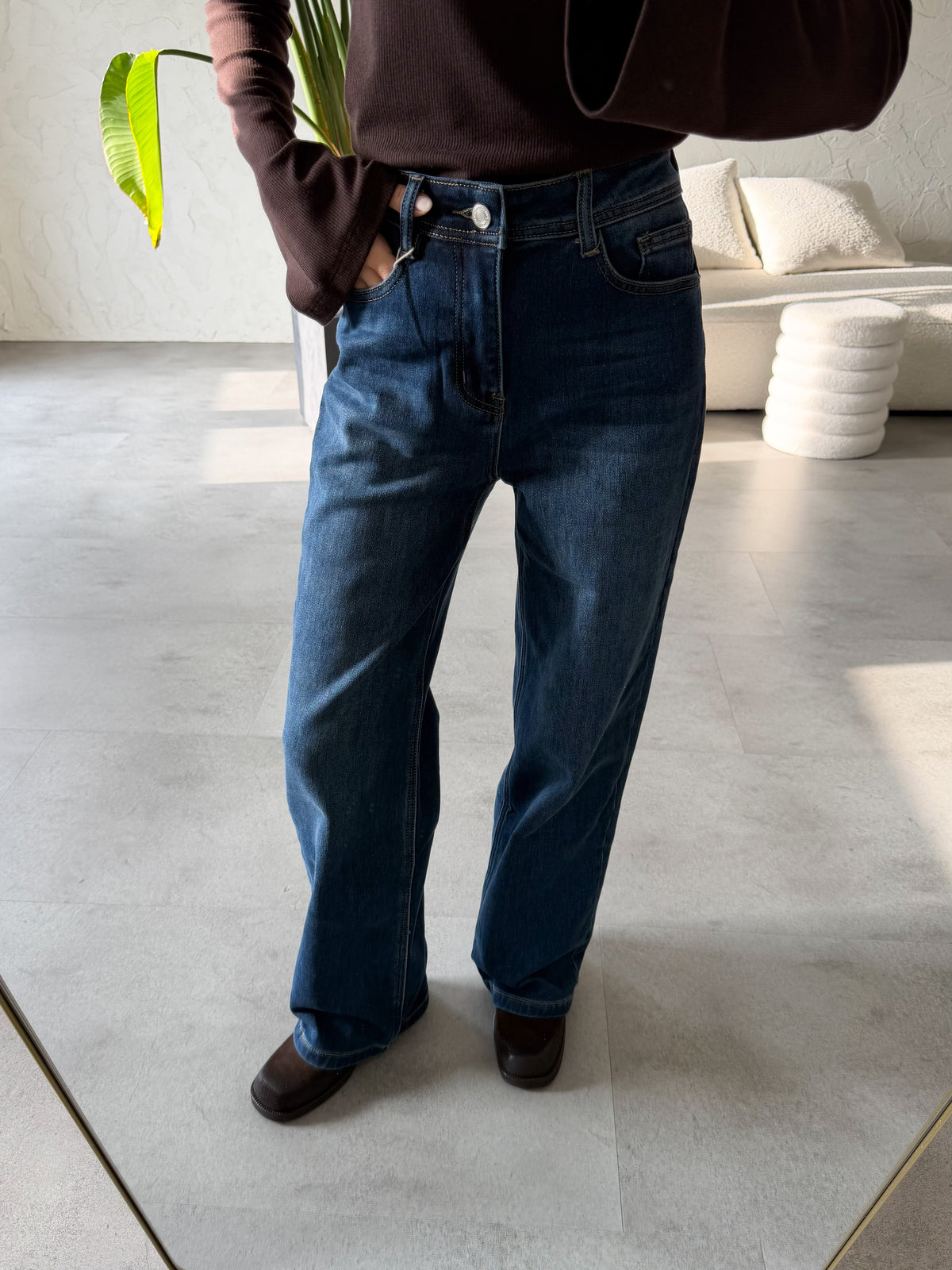 Jeans wide leg scuro
