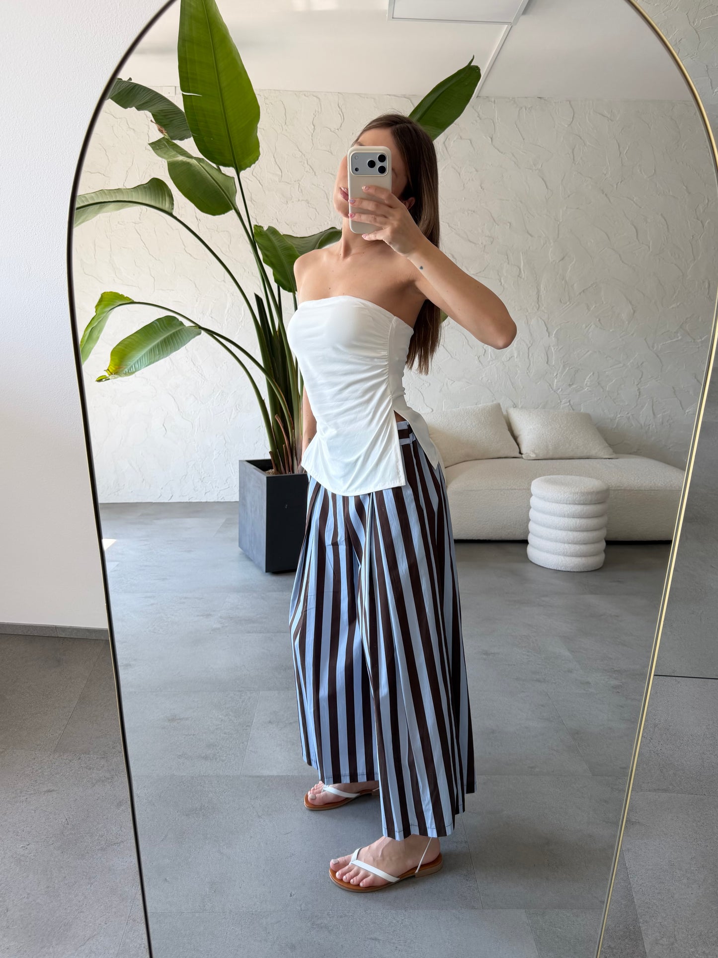 Pantalone righe cotone
