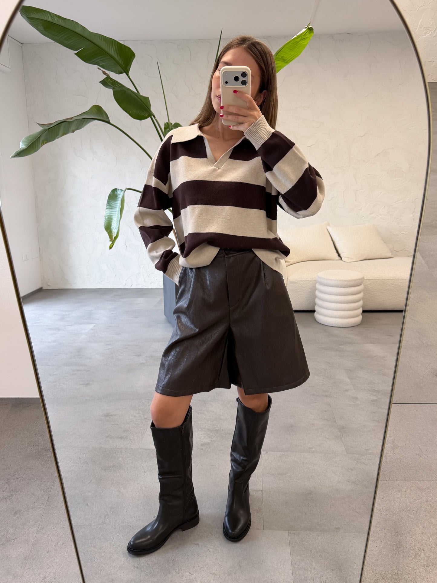 Maglia polo righe maxi
