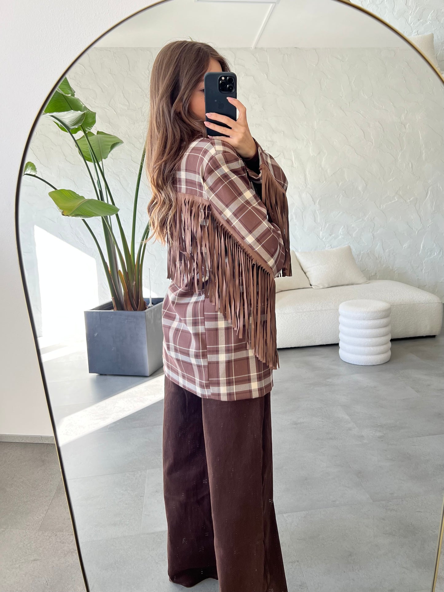 Giacca quadri frange