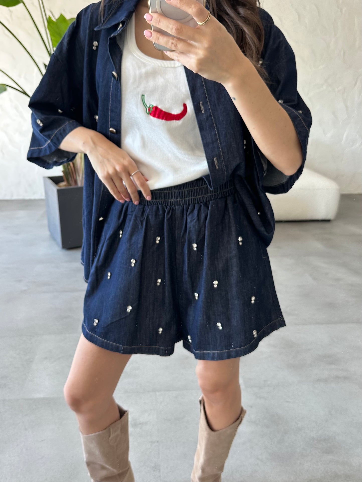 Completo denim brillanti