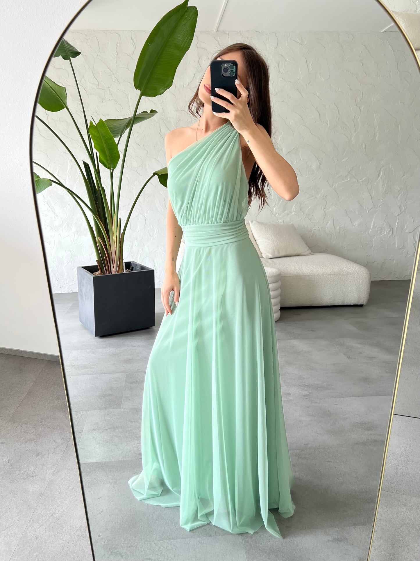 Abito monospalla tulle