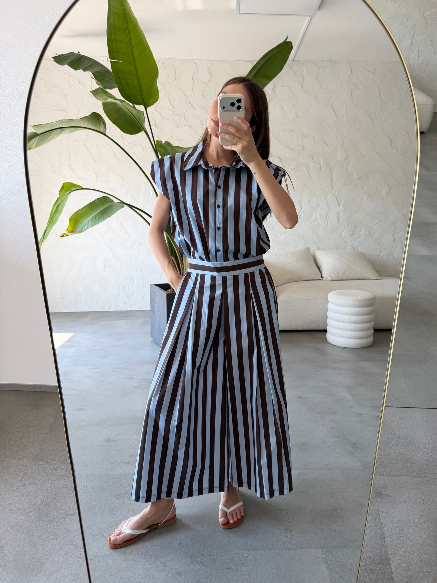 Pantalone righe cotone