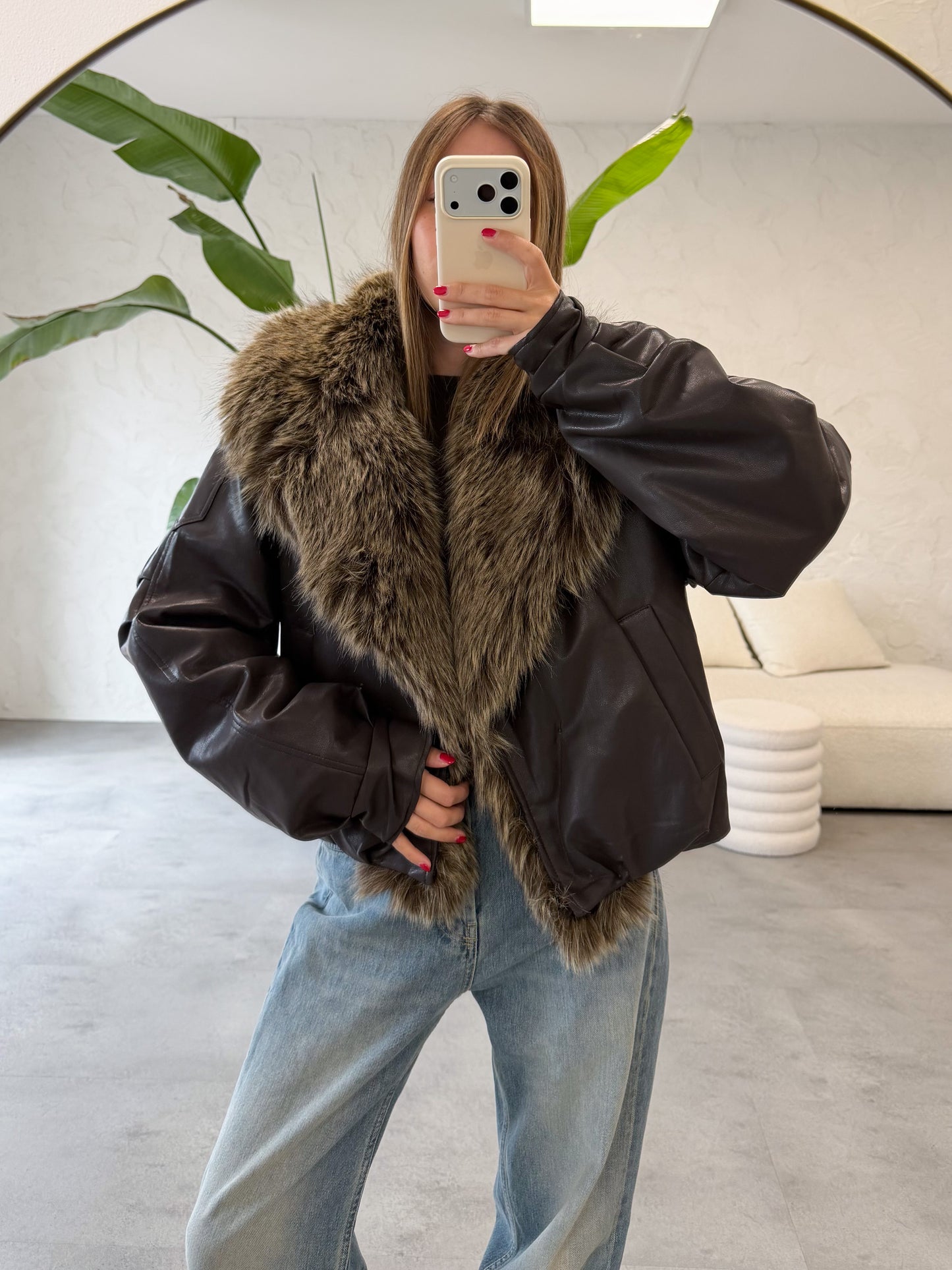 Bomber ecopelle pelo rimovibile