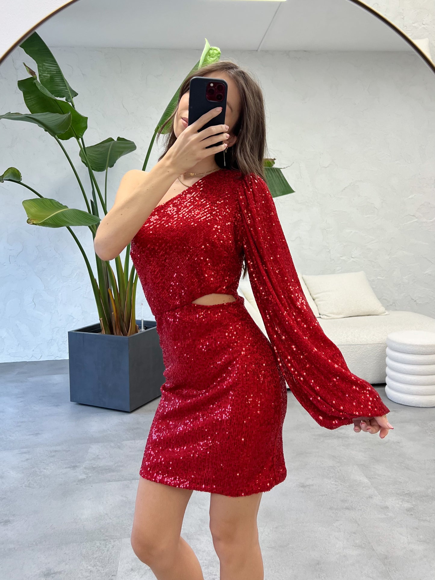 Abito paillettes monospalla