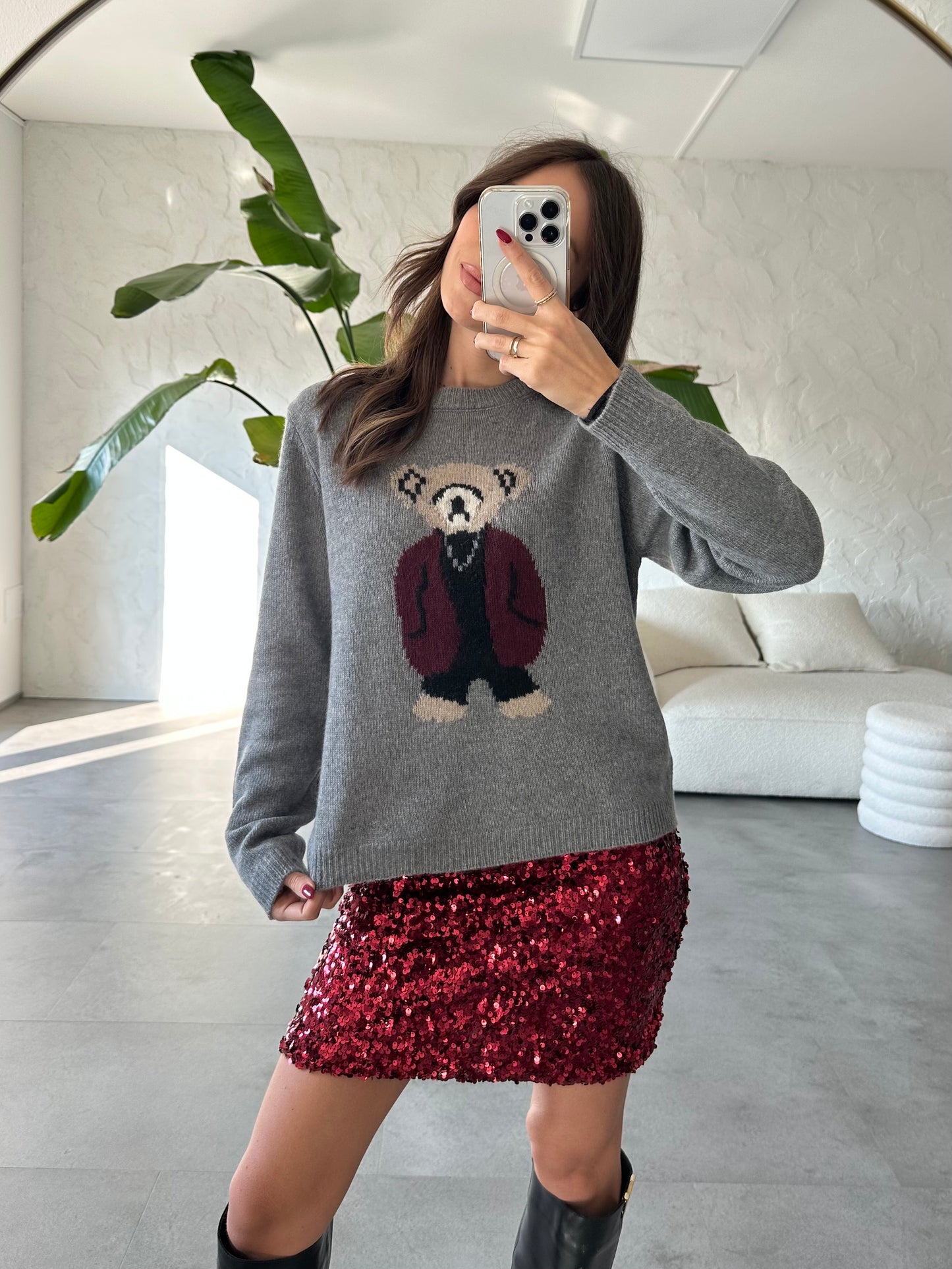 Maglione orsetto misto lana