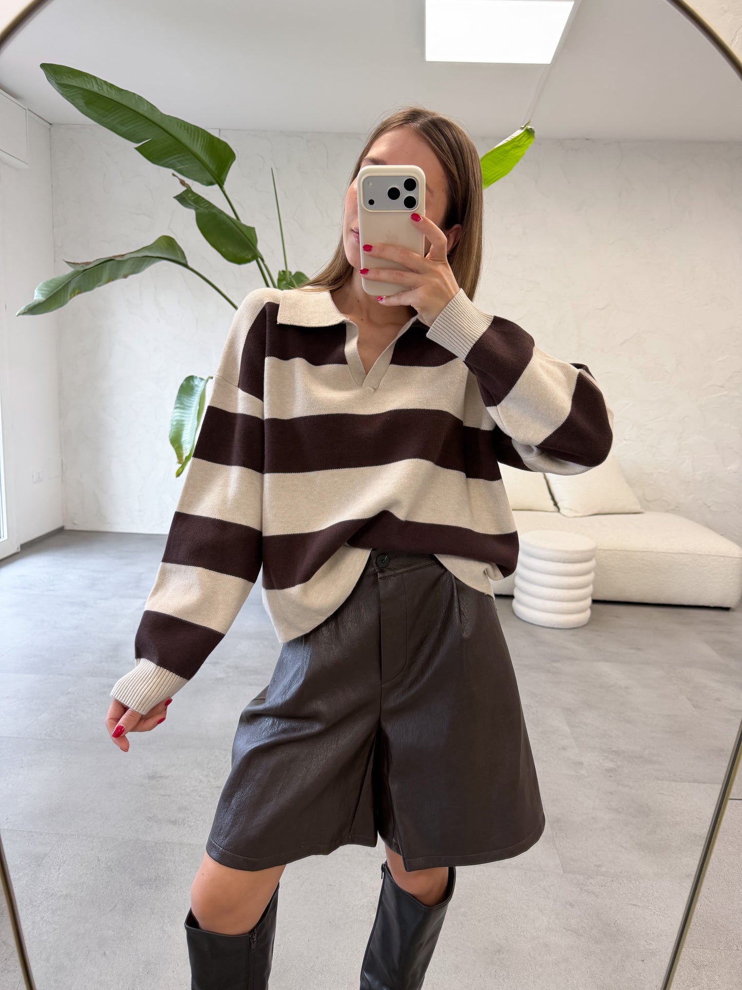 Maglia polo righe maxi