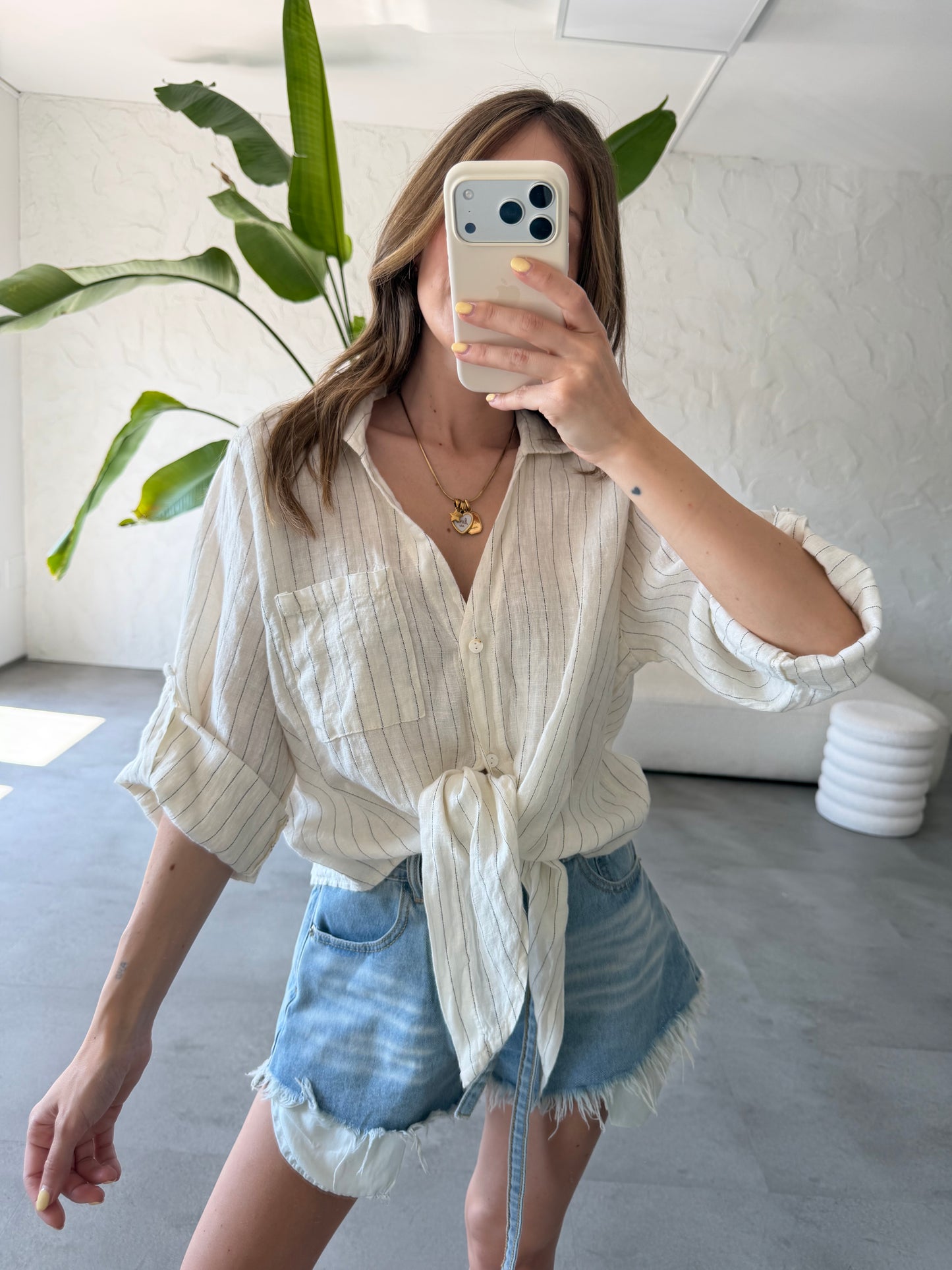 Camicia lino righe