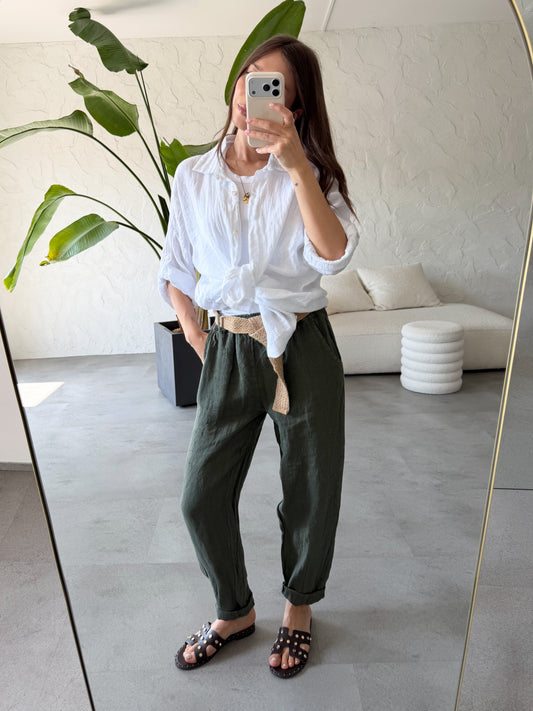 Pantalone lino cintura