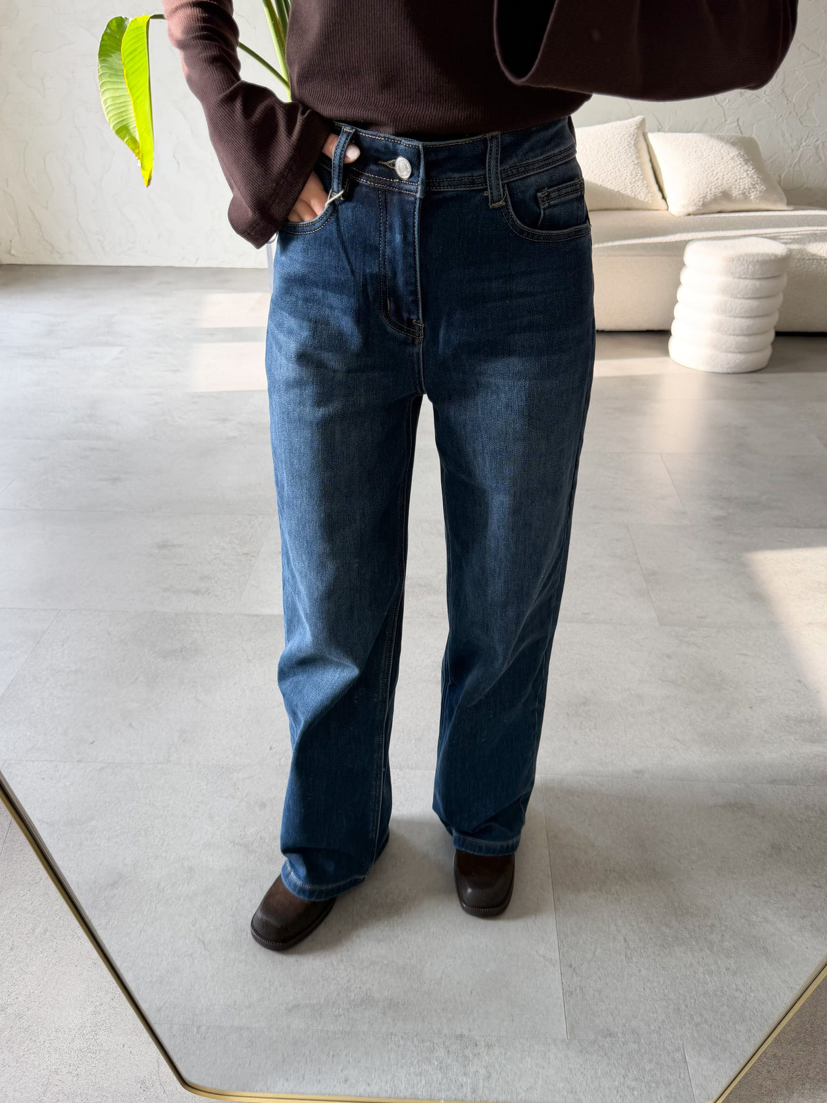 Jeans wide leg scuro