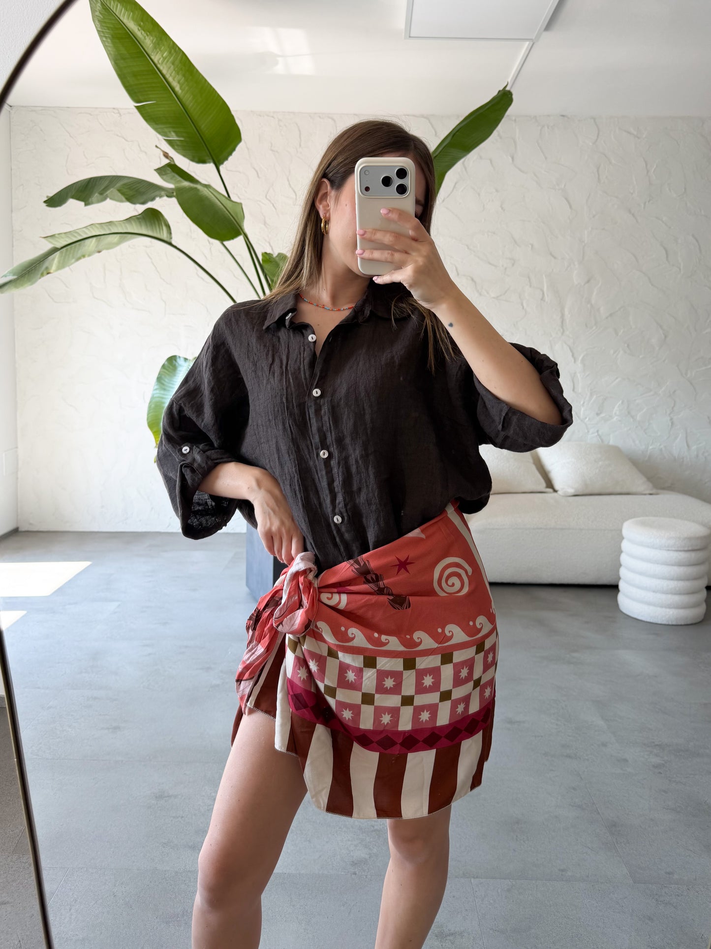 Gonna pareo rosa/marrone